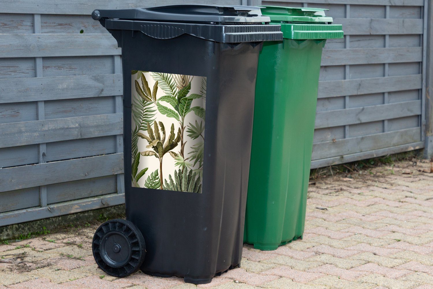 - Mülltonne, St), - Dschungel (1 Kinder - - Wandsticker Abfalbehälter Container, Palme MuchoWow Pflanzen Mülleimer-aufkleber, Natur - Bananenstaude Sticker,