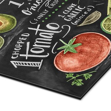 Posterlounge Alu-Dibond-Druck Lily & Val, Guacamole Rezept (englisch), Küche Illustration