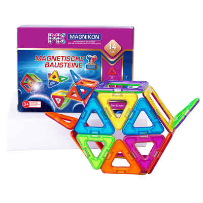 MAGNIKON Magnetspielbausteine MK-14 “Der Start”, 14 Teile Anfänger Set, (Magnetbausteine, 14 St., Verstärkte Magnete), stabile Baumodelle