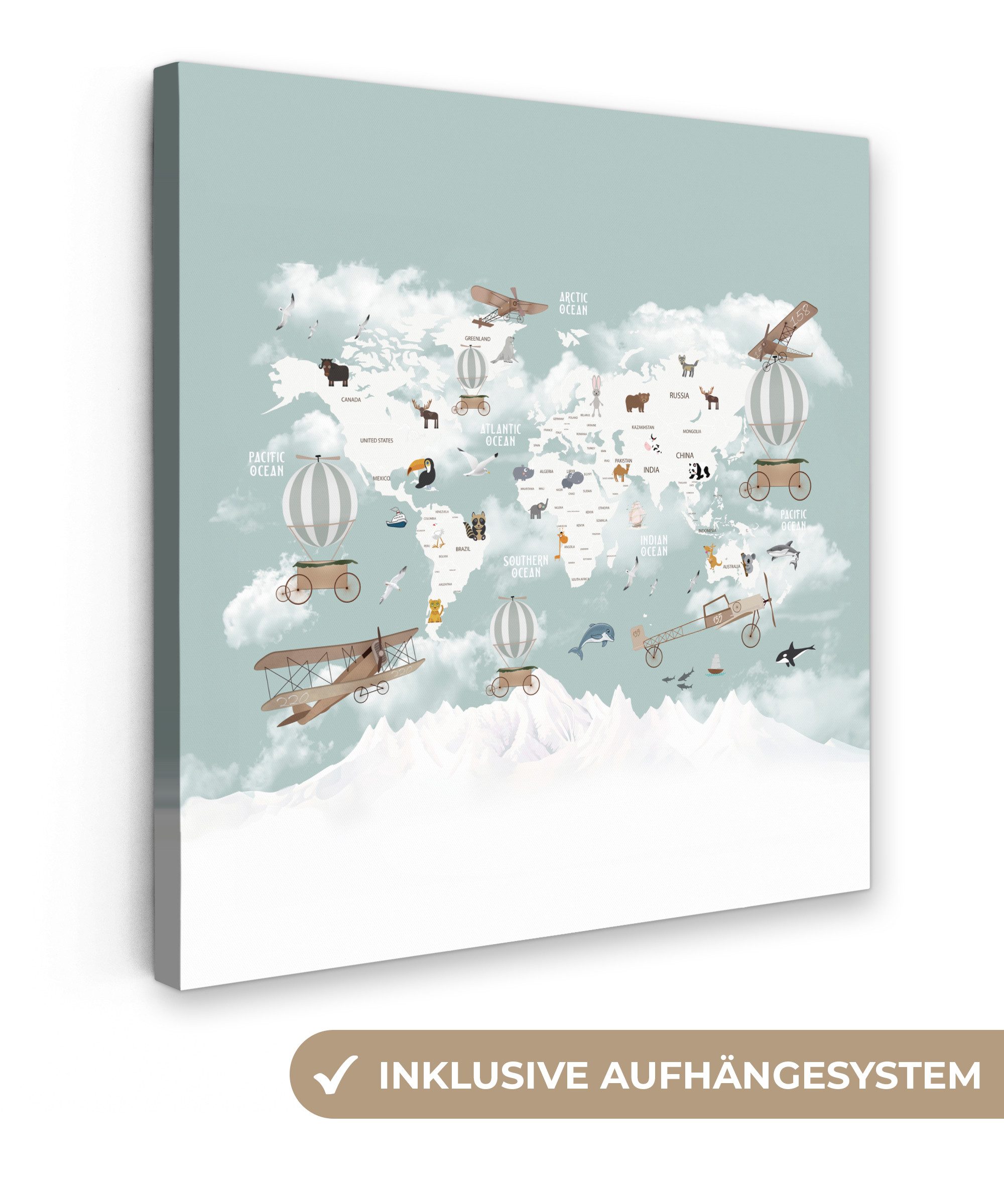 OneMillionCanvasses® Leinwandbild Weltkarte - Kind - günstig online kaufen