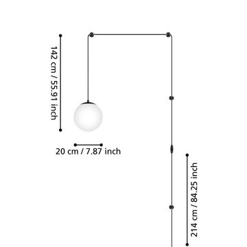 EGLO Hängeleuchte RONDO 3, ohne Leuchtmittel, Pendellampe, Esszimmerlampe aus schwarzem Metall und weißem Glas, E27