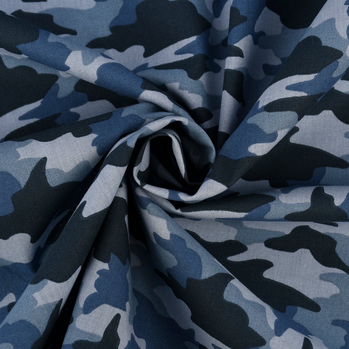 SCHÖNER LEBEN. Stoff Baumwollstoff ARMY Camouflage Tarnmotiv blau 1,50m Breite