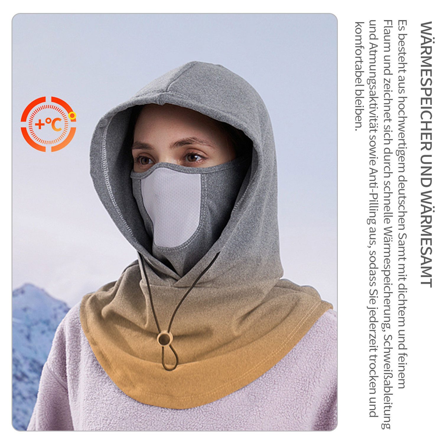 Refttenw Sturmhaube Kapuzengesichtsmaske mit Halswärmer Winddichte Winter Gesichtsmaske für Damen und Herren, für Radfahrer