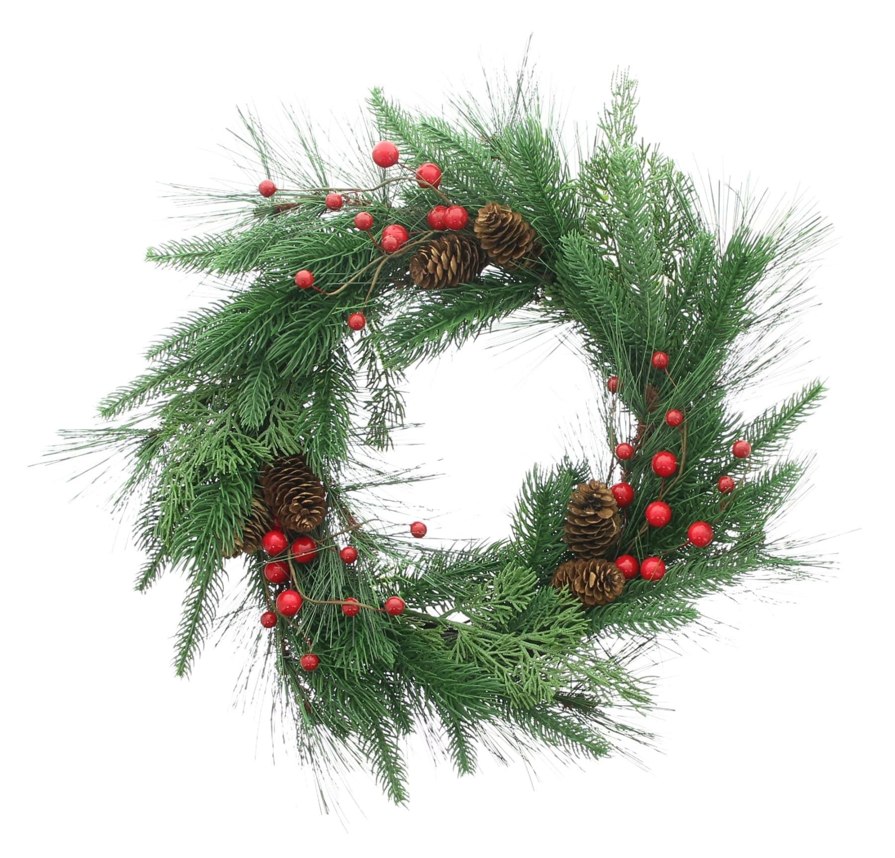 Dekoleidenschaft Dekokranz "Beeren & Zapfen" Kranz Ø 40cm groß Weihnachtskranz Wandkranz Türkranz, Tannenkranz, Weihnachtsdeko, Tischkranz