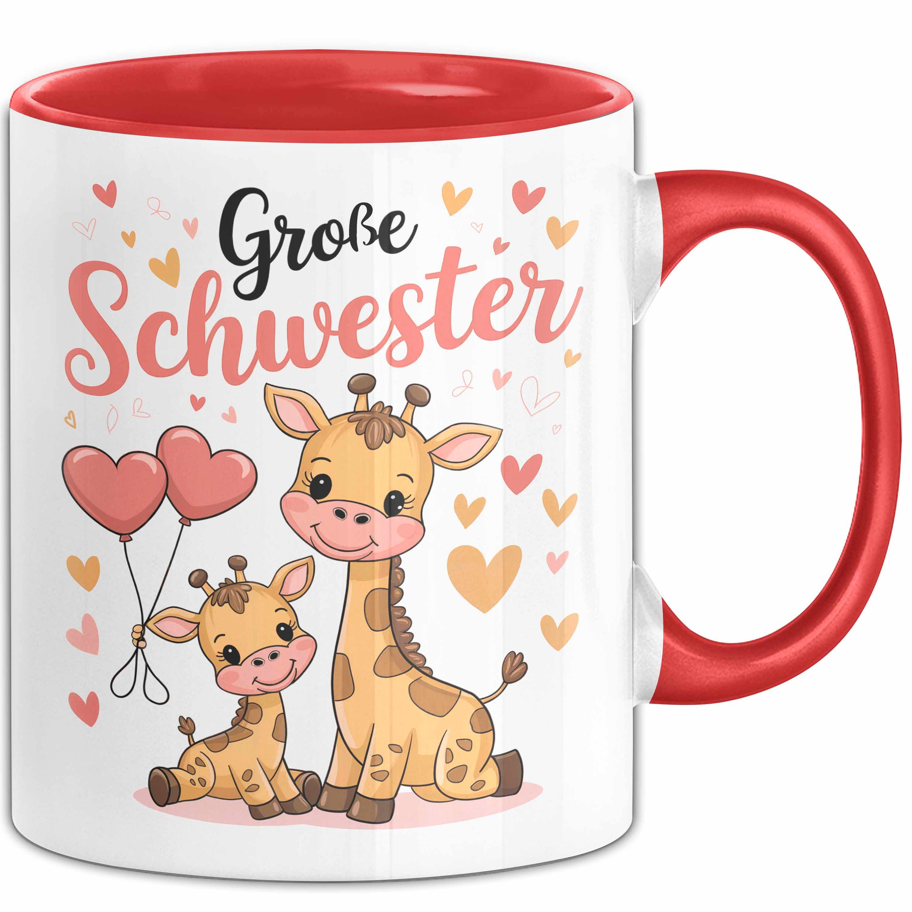 Trendation Tasse Big Sister Ältere Geschwister Schwestern Giraffe Tasse Becher Geschenk, Keramik