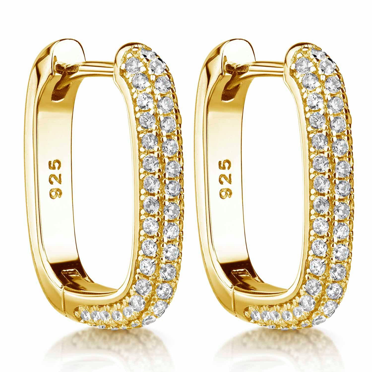 Materia Paar Creolen Klappcreolen Gelbgold mit Zirkonia eckig SO-482, 925 S günstig online kaufen