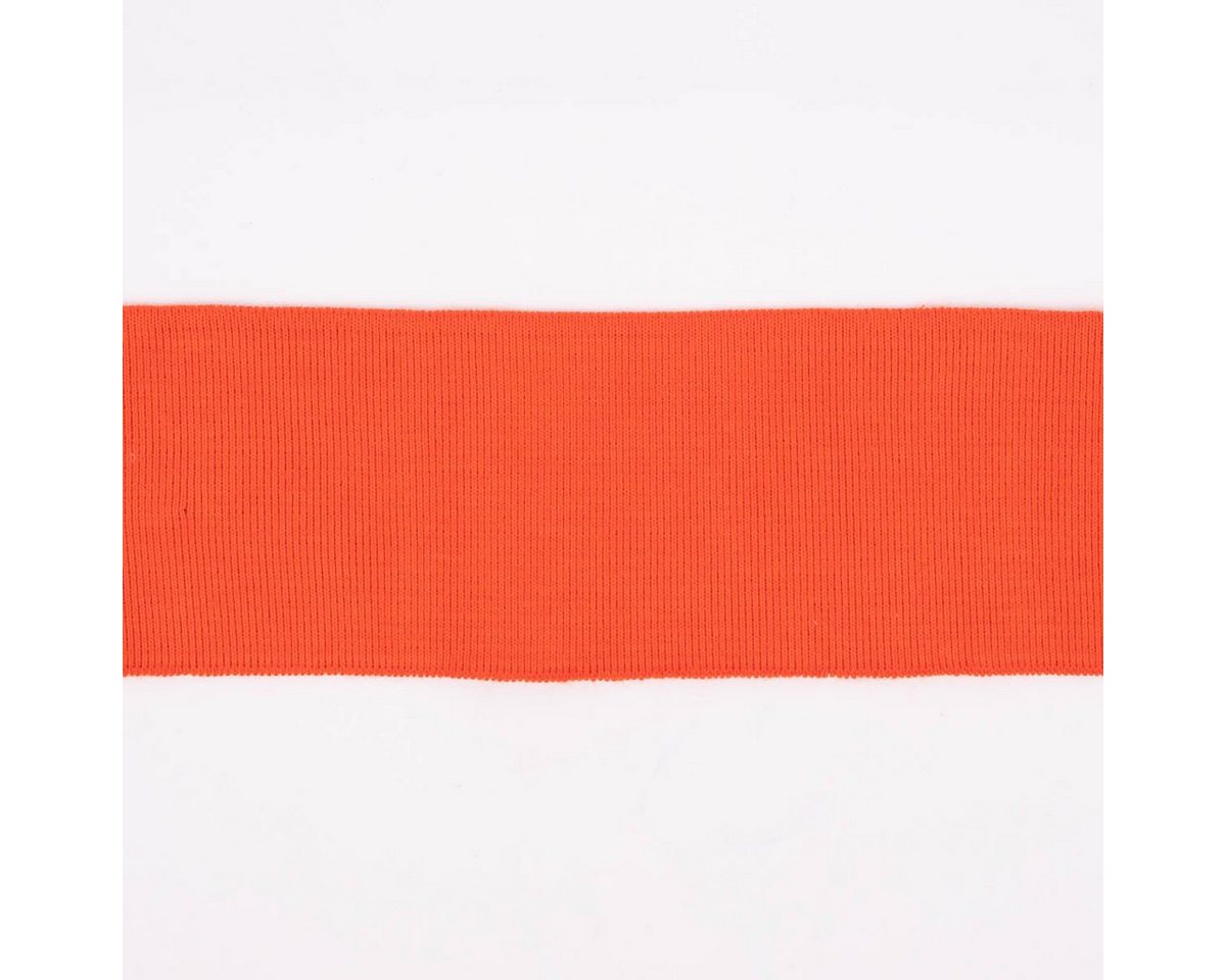 Thumbnail - SCHÖNER LEBEN. Stoff Cuff Bündchen Fertigbündchen Organic Bio uni orange neon 7x135cm, allergikergeeignet