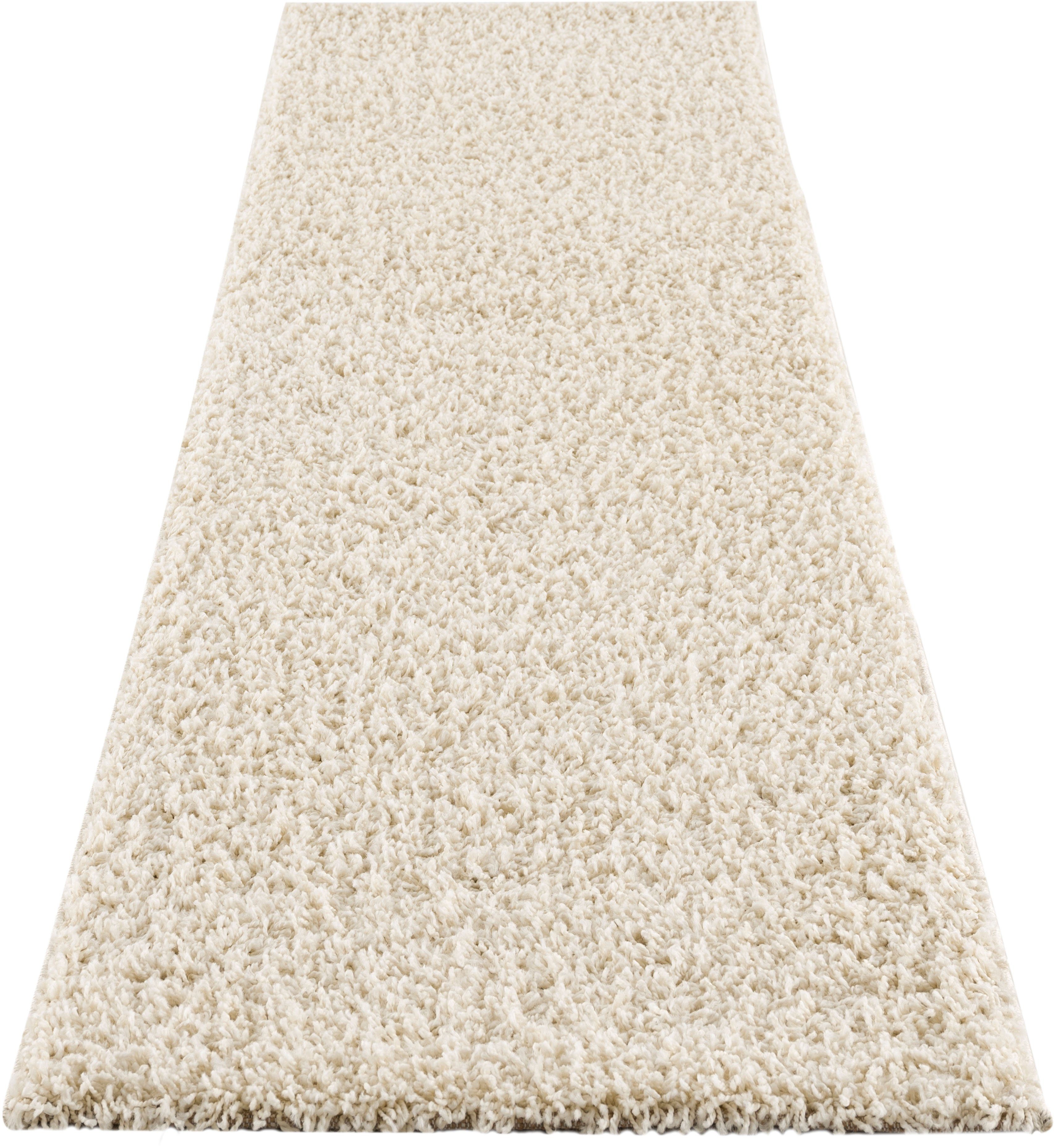 Hochflor-Läufer Saron, andas, rechteckig, Höhe: 35 mm, Teppich Hochflor, besonders weich, gewebt, weicher Flor creme