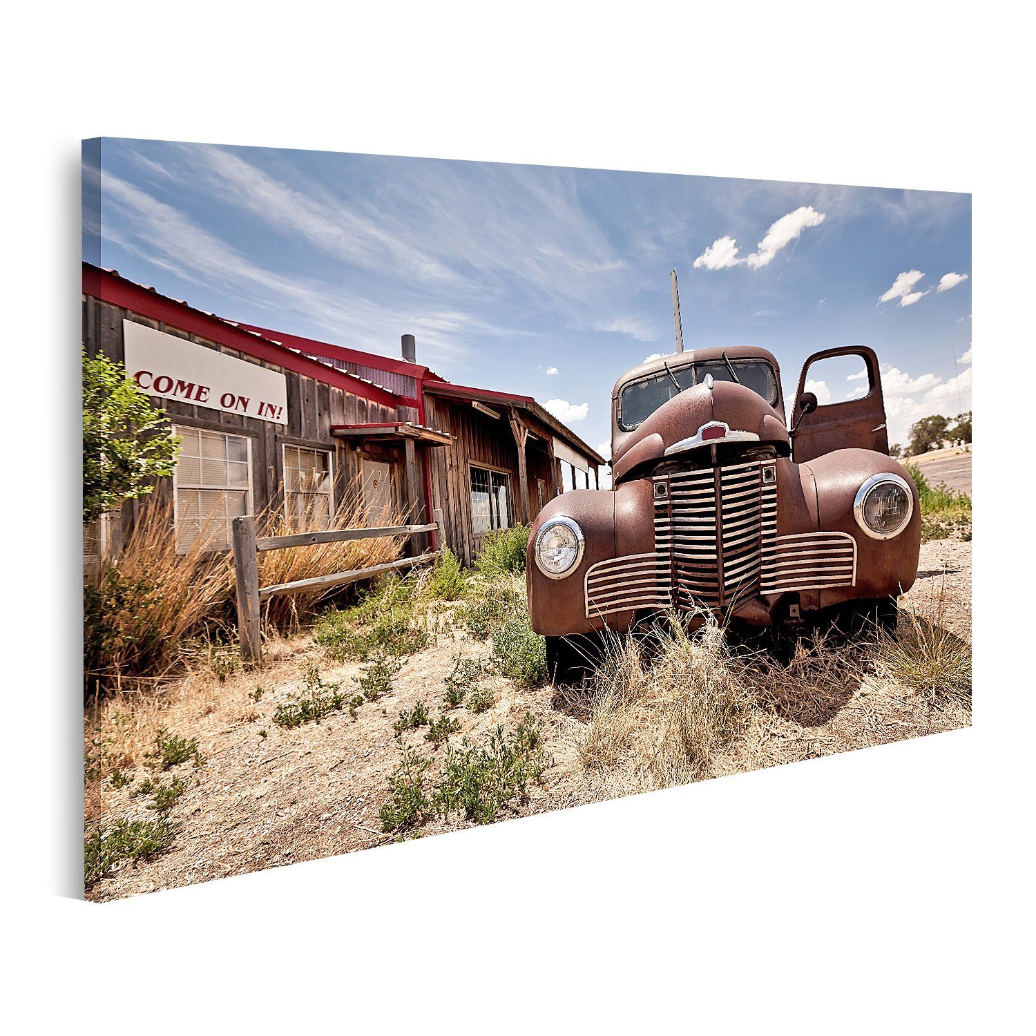 Leinwandbild Bild auf Leinwand Verlassenes Restaraunt auf der Route 66 Straße Wandb
