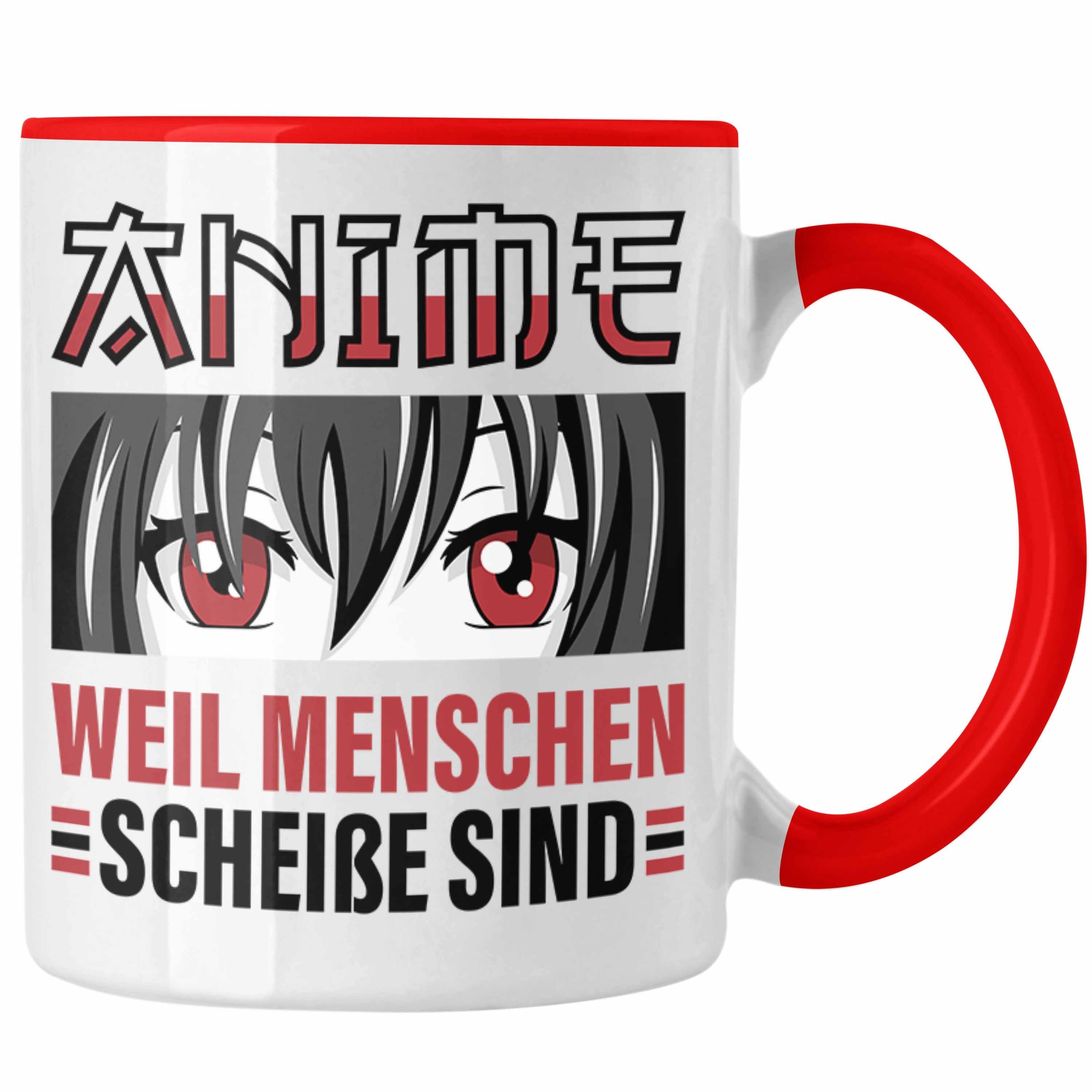 Trendation Tasse TRENDATION Anime Tasse Geschenk Spruch Kaffeetasse Rot