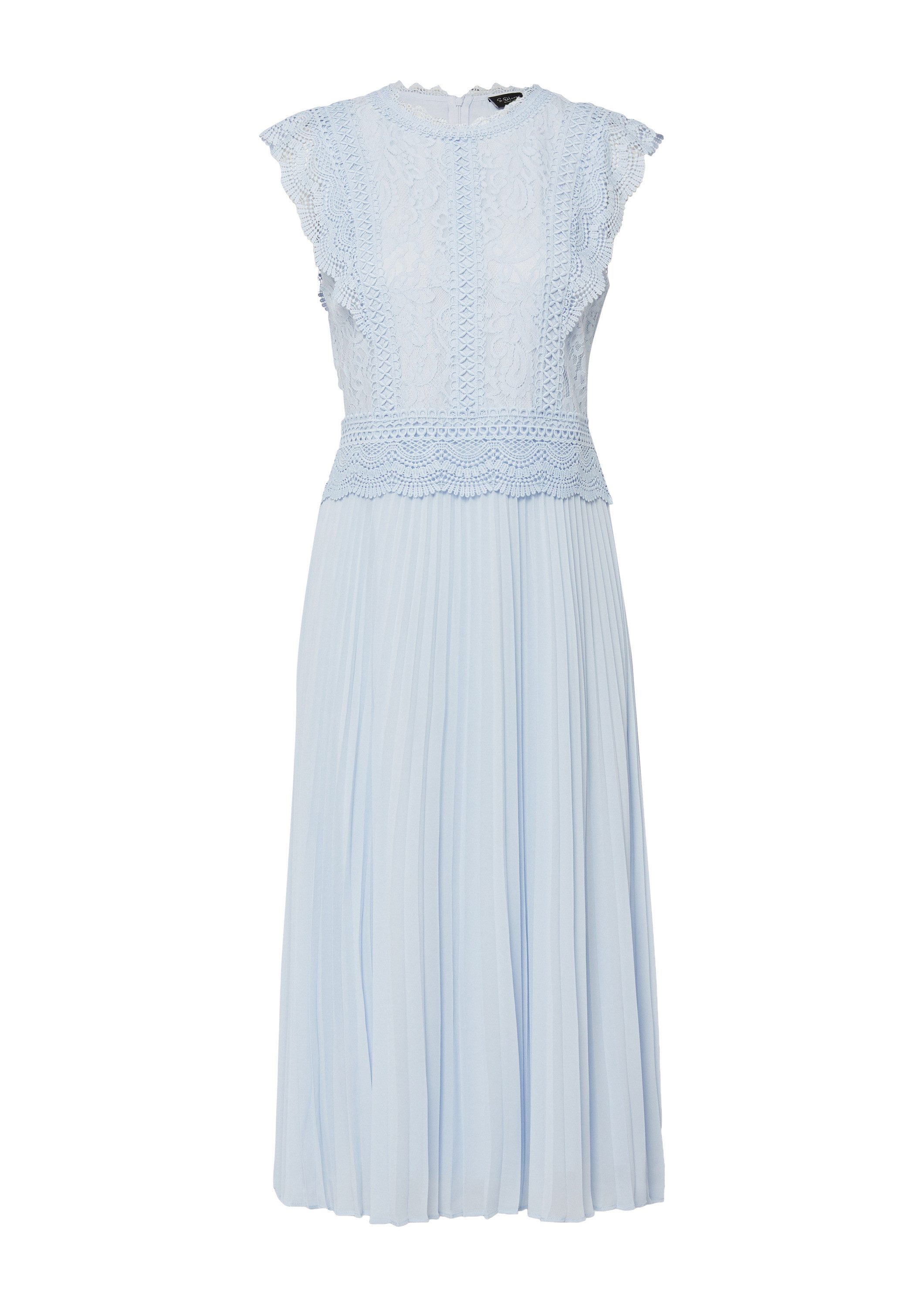 s.Oliver Midikleid Kleid Ärmelloses Midikleid mit Spitze und Plissee
