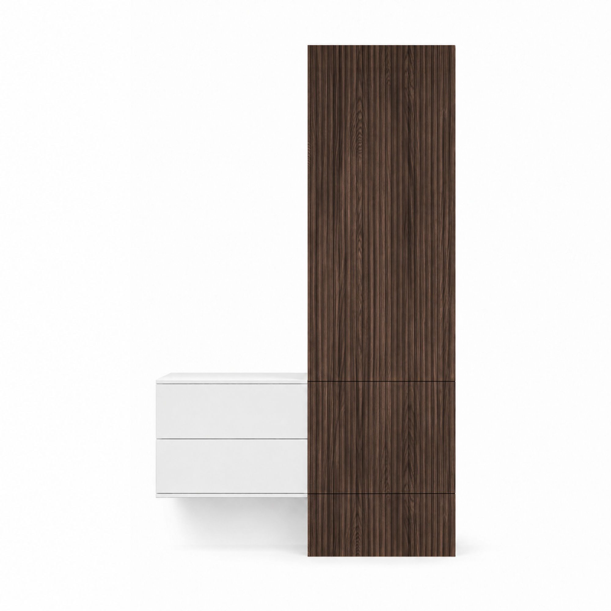 InnoFurn Garderoben-Set Norello Set 2 Weiß matt, (Set, 2-St., Geriffeltes Garderobenpaneel mit verdecktem Stauraum), Geriffeltes Paneel, Kleiderstange, Push to Open, Made in Germany