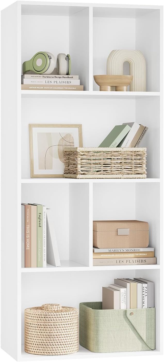 Woltu Bücherregal, 1-tlg., Raumteiler Büroregal, MDF, 6 Fächer, 50x29x121cm