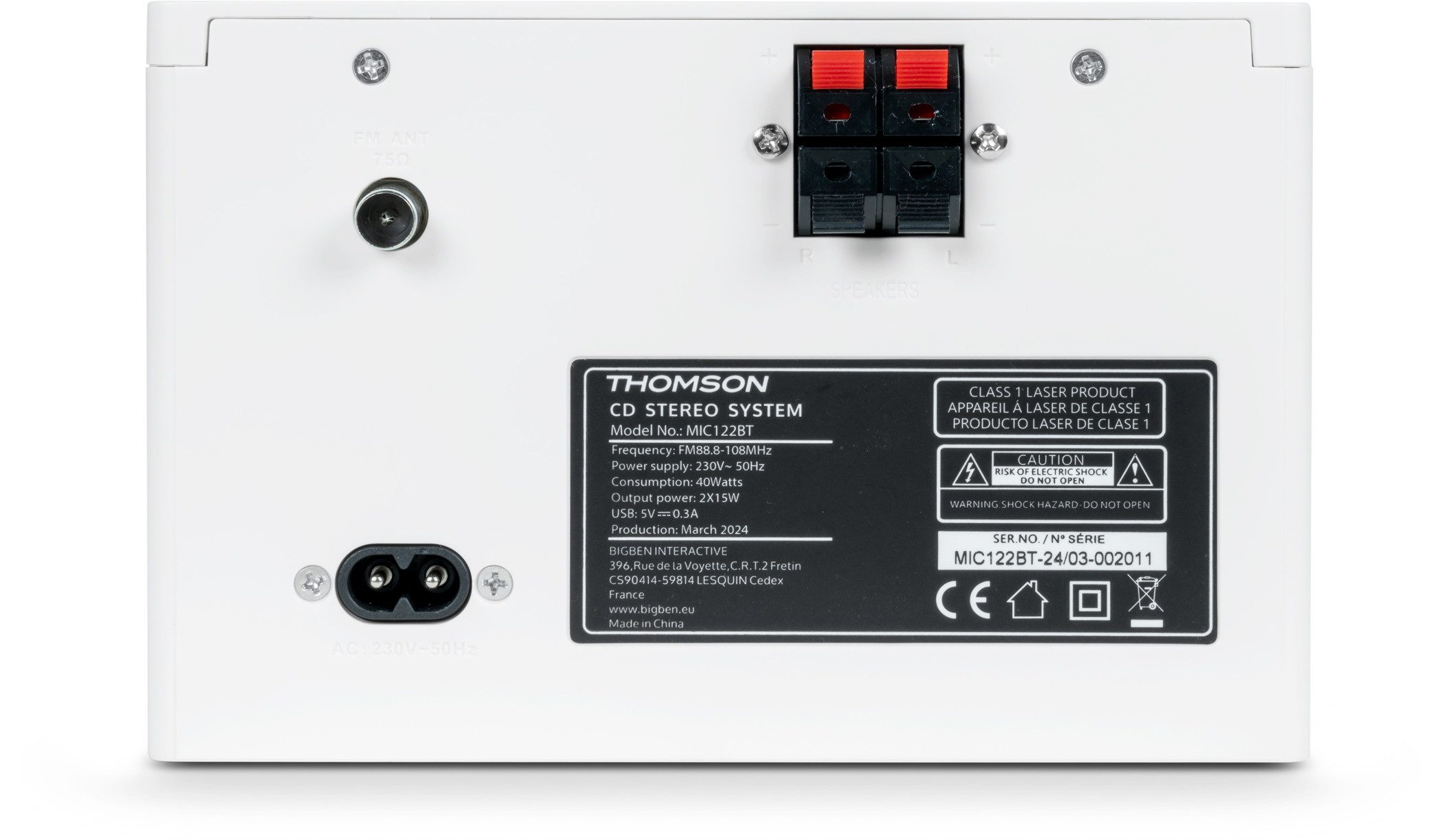 Thomson Bluetooth Kompaktanlage MIC121BT CD Player USB weiß Holz TH389081 Kompaktanlage