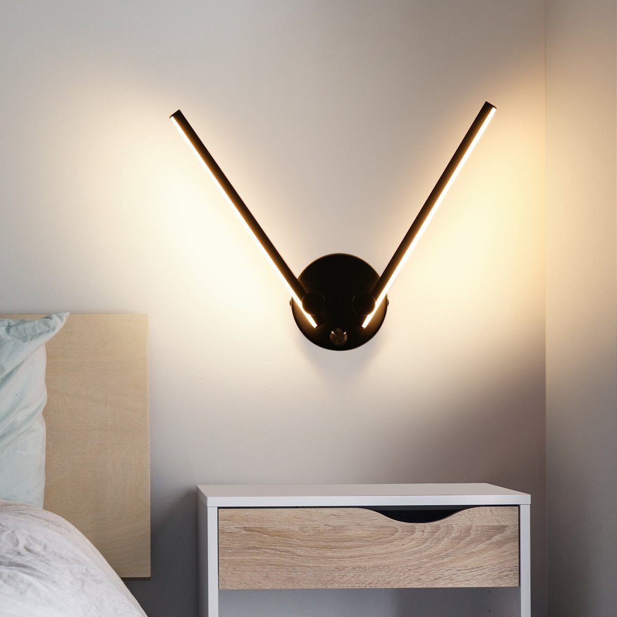 Wohnzimmer iscooter fest 53cm, Wohnzimmerlampe, Wandbeleuchtung, Bettlampe Wandlampe Schlafzimmer für Warmweiß, Schwenkbar Stück 1 180° Nachtlampe Wohnzimmer LED LED integriert, Wandleuchte Minimalistische,