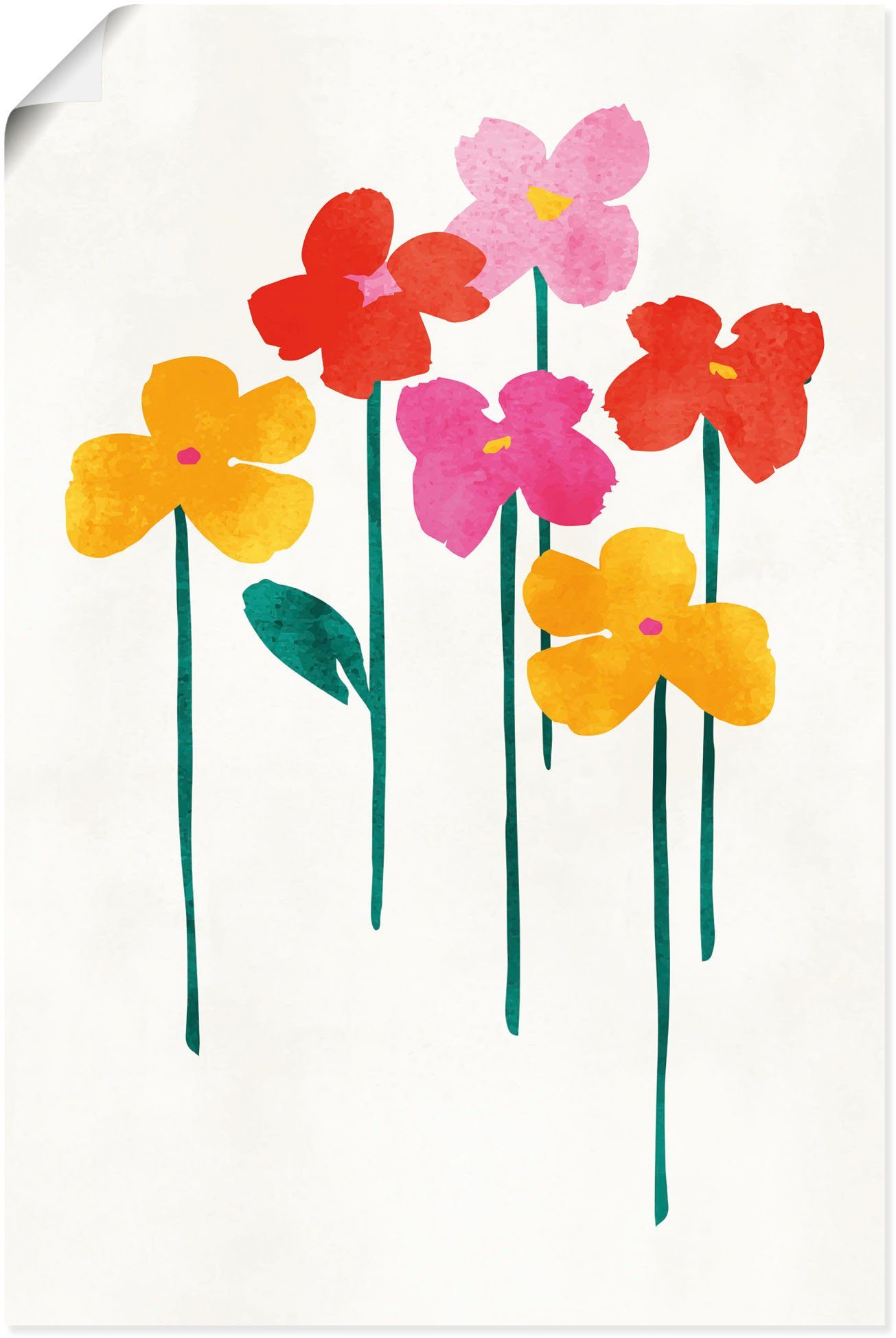 Artland Wandbild Kleine glückliche Blumen, Blumenbilder (1 St), als Alubild,  Leinwandbild, Wandaufkleber oder Poster in versch. Größen | Poster