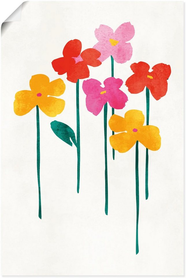 Artland Wandbild Kleine glückliche Blumen, Blumenbilder (1 St), als Alubild,  Leinwandbild, Wandaufkleber oder Poster in versch. Größen