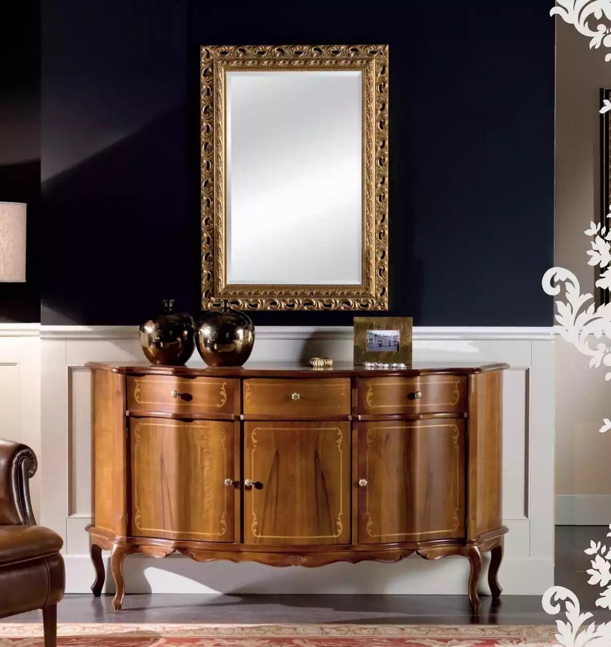 JVmoebel Sideboard Braunes Lowboard im Art-Deco-Stil aus robustem Holz (1 St., Nur Sideboard), Made in Europa