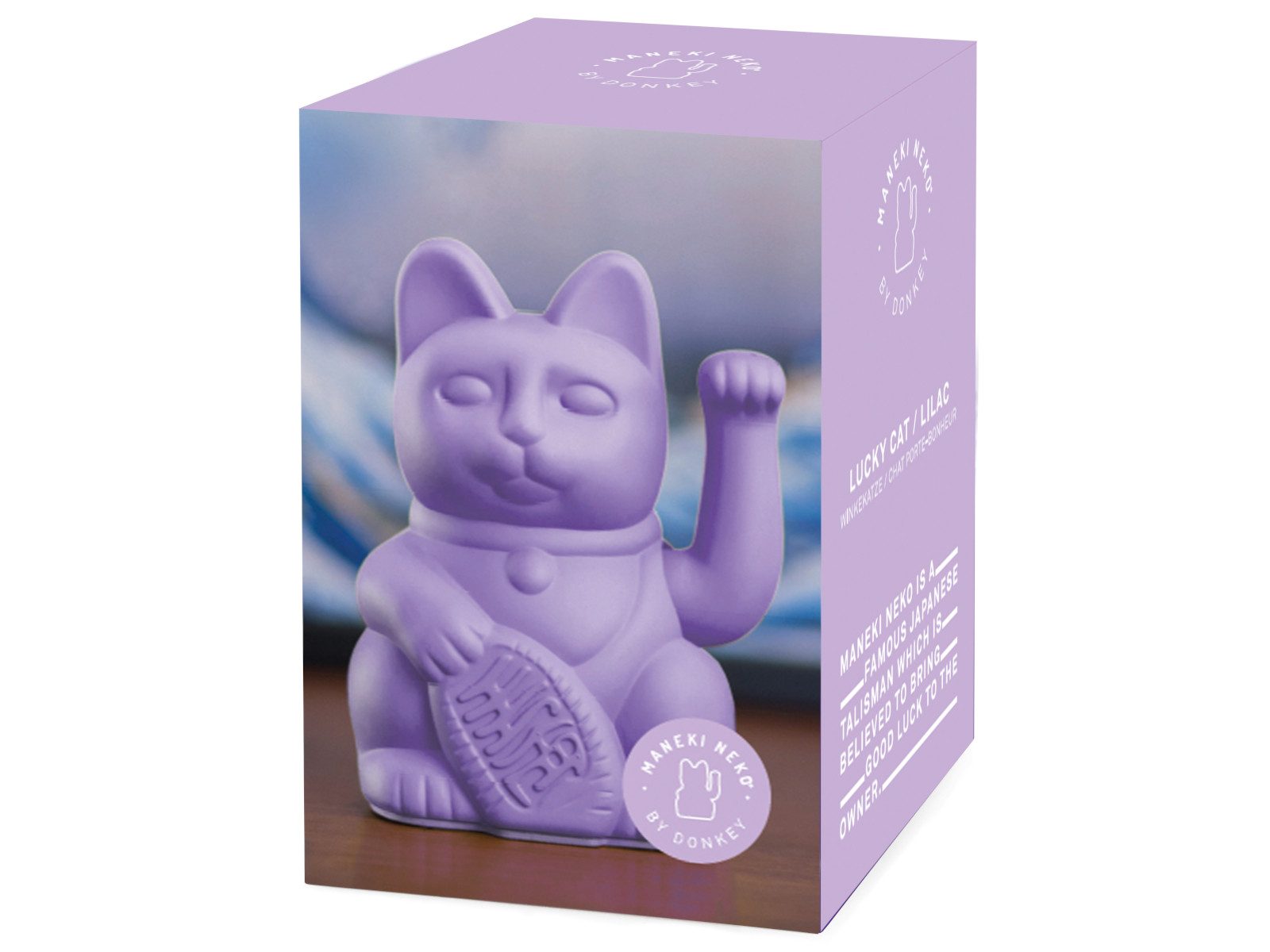 Donkey Products Dekofigur Lucky Cat Classic Winkekatze lila 15cm