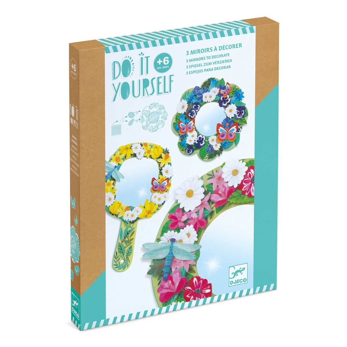 DJECO Kreativset DIY: Spiegel Pretty Flowers Bastelset für Kinder