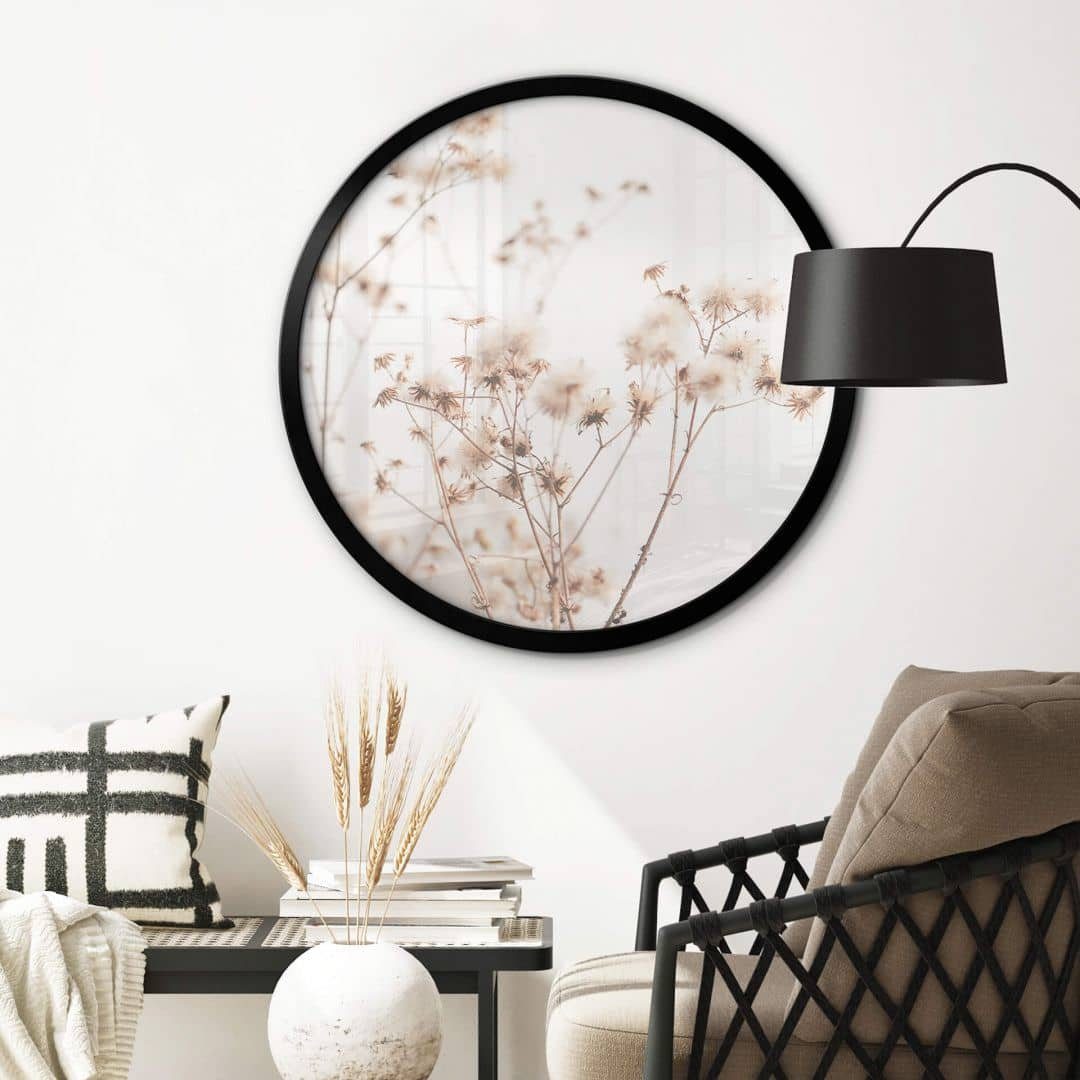 K&L Wall Art Poster Wandbild Poster Rund Blumen Landschaft Boho Deko Pastellfarben, Wohnzimmer Fotokunst modern, moderne Wandbilder fürs Wohnzimmer Wandposter inspirierende Boho Deko