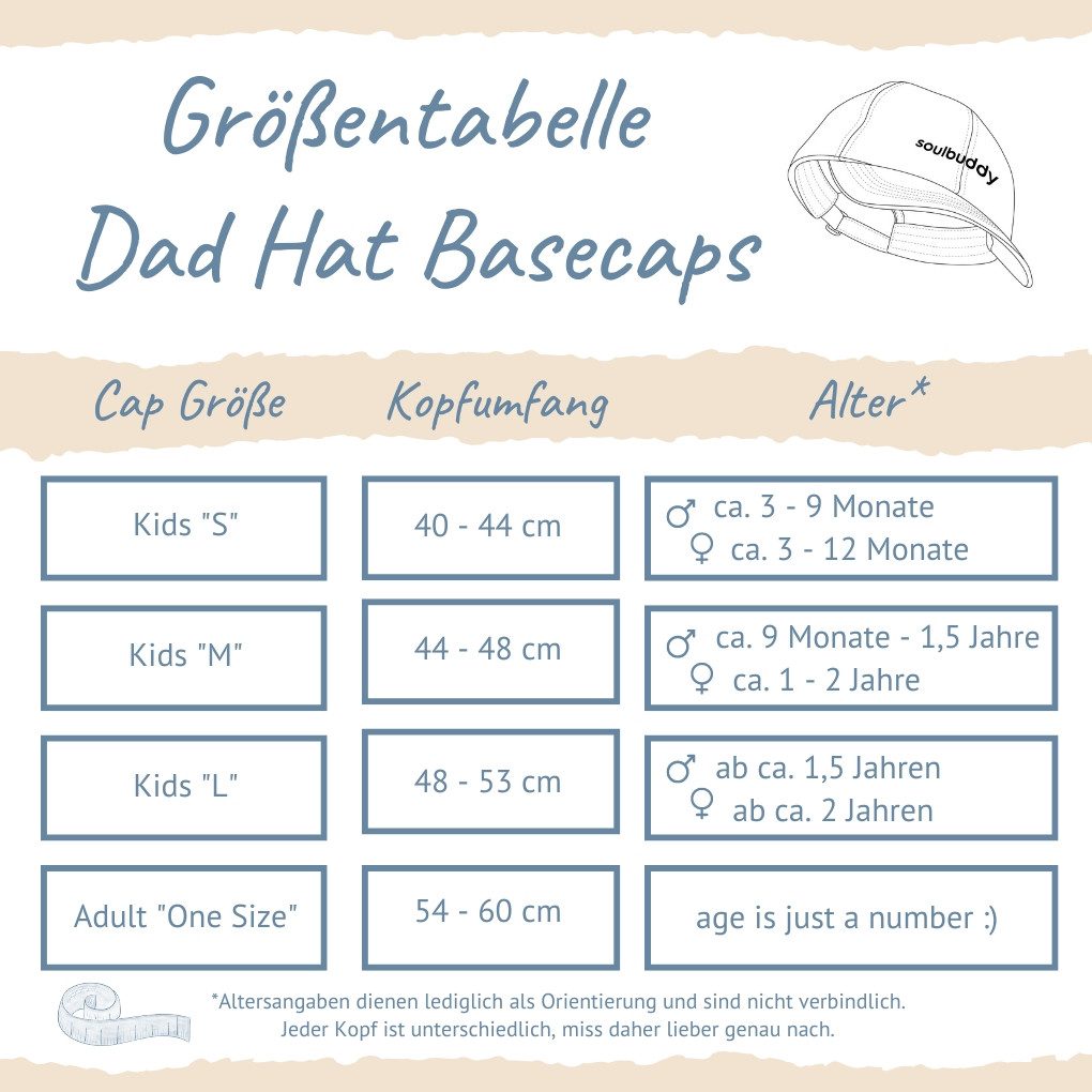 Soulbuddy Baseball Cap, Kinder Basecap, Kappe Jungen Mädchen, Babycap, Kinder Geschenk (Unisex, Größenverstellbar, Minimalistisches Design) (3 Kids Größen verfügbar)