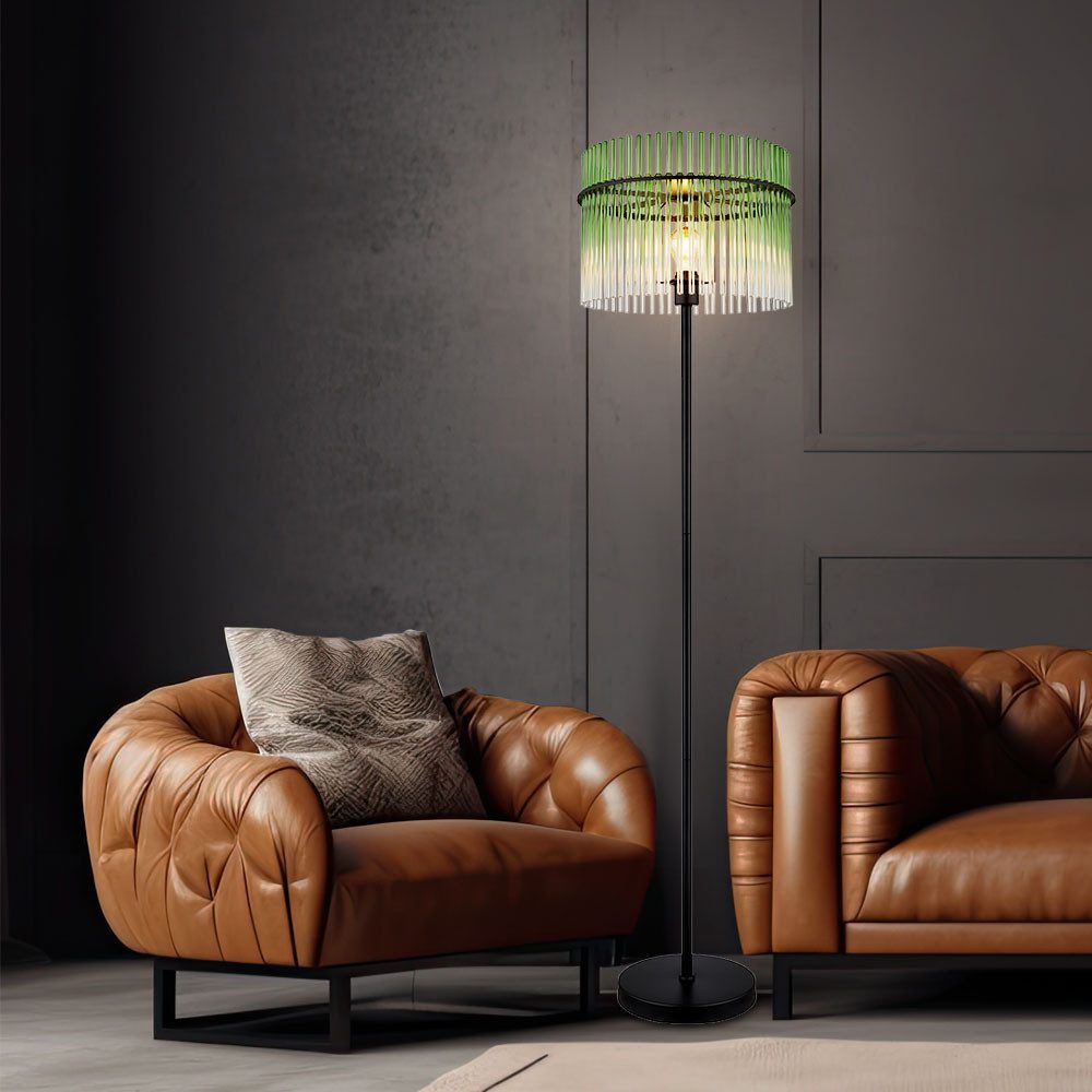 GLOBO LIGHTING LED Stehlampe, Leuchtmittel inklusive, Warmweiß, Stehlampe Stehleuchte Wohnzimmerlampe Retro Glas grün klar LED H 152cm