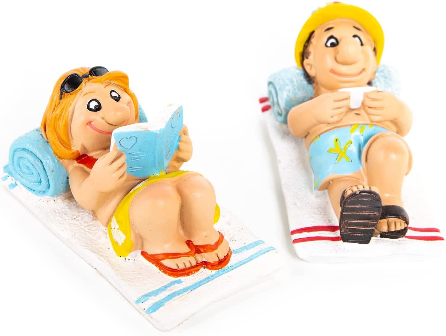 Dekofigur Touristen Pärchen Mann + Frau in Badekleidung