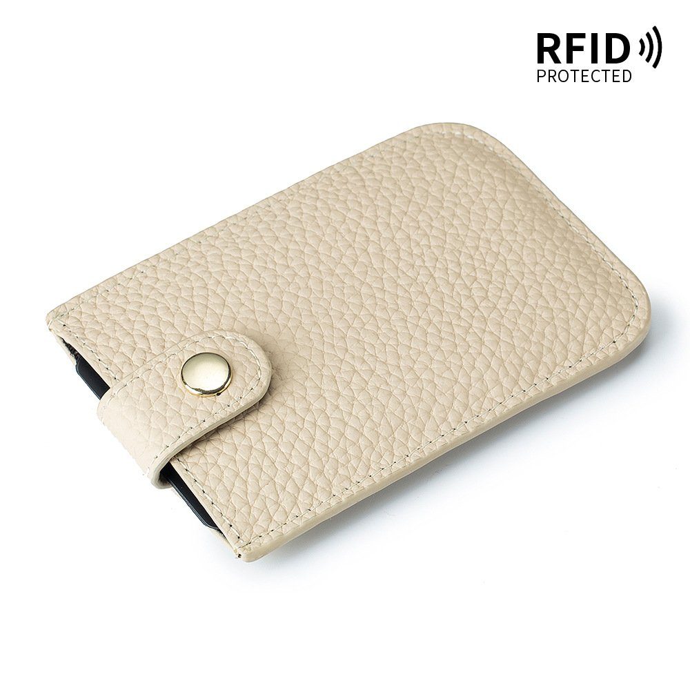 VIVIHEYDAY Geldbörse Kartenetui aus Leder, Echtleder Mini Geldbörse mit RFID Schutz, Damen-Etuis Beige