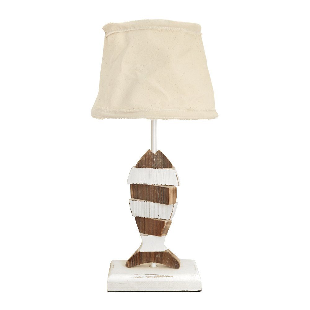 Grafelstein Tischleuchte Tischlampe FISHY weiß braun aus Holz mit Holzfisch günstig online kaufen