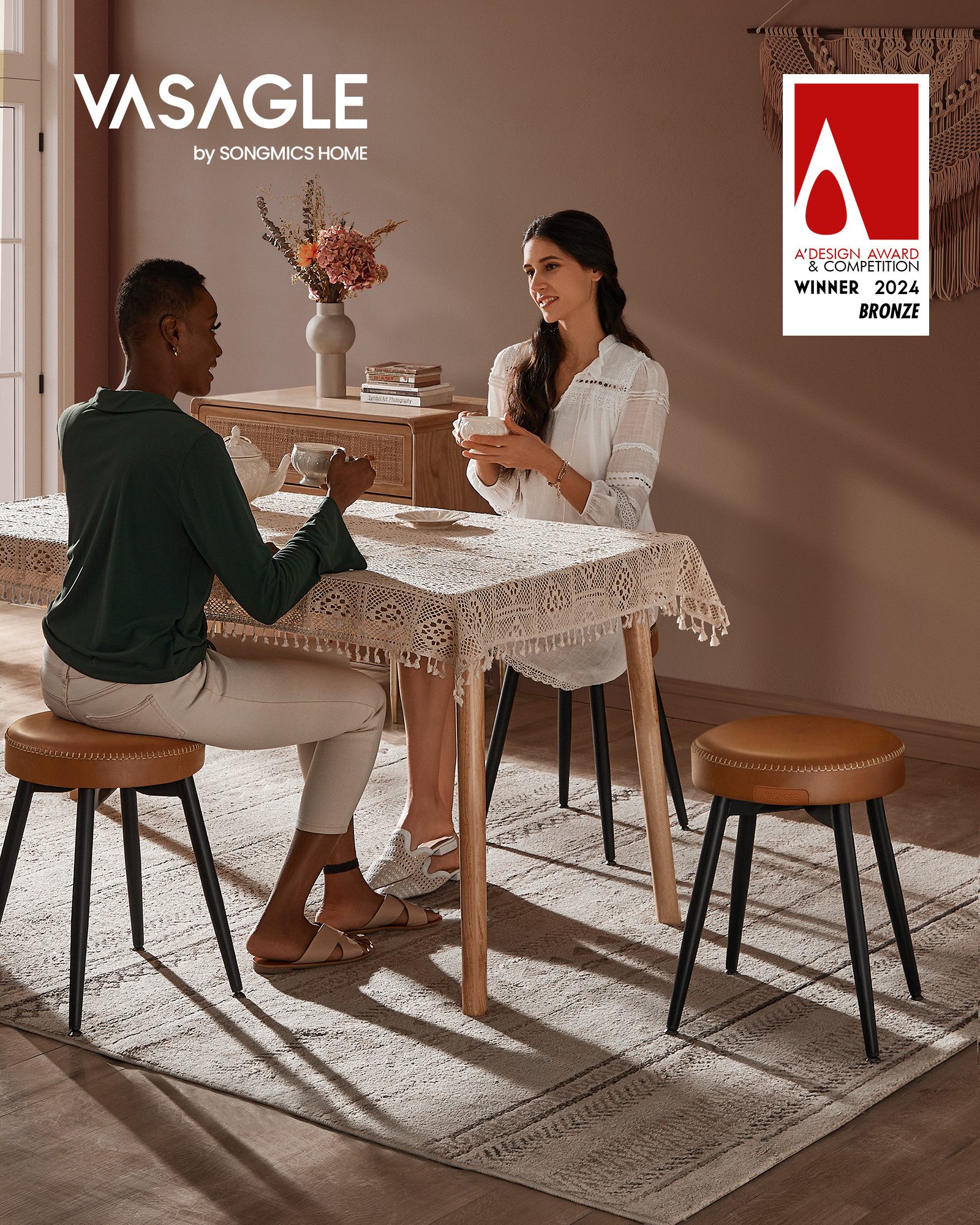 VASAGLE Sitzhocker (2 St), Esszimmerstuhl, EKHO Series, schminktisch stuhl, günstig online kaufen