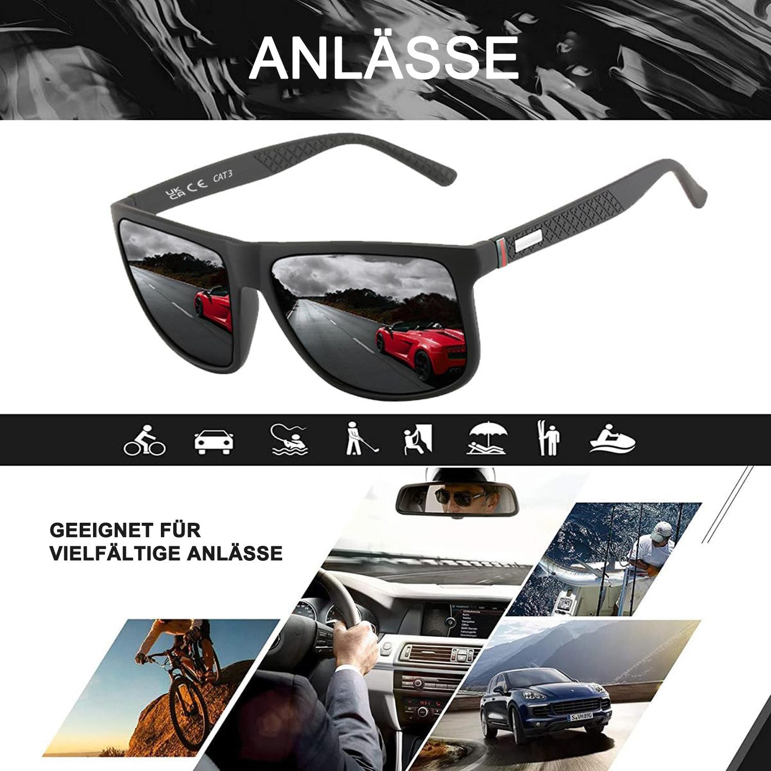 OKWISH Sonnenbrille 2Paar Polarisiert Sportbrille Herren Damen (UV400-Schutz, 2-St., Voller Blendschutz, Reisebrille, HD-Pilotobjektive, Klassisch) für Outdoor Camping Reisen Freizeit Laufen Radfahren usw