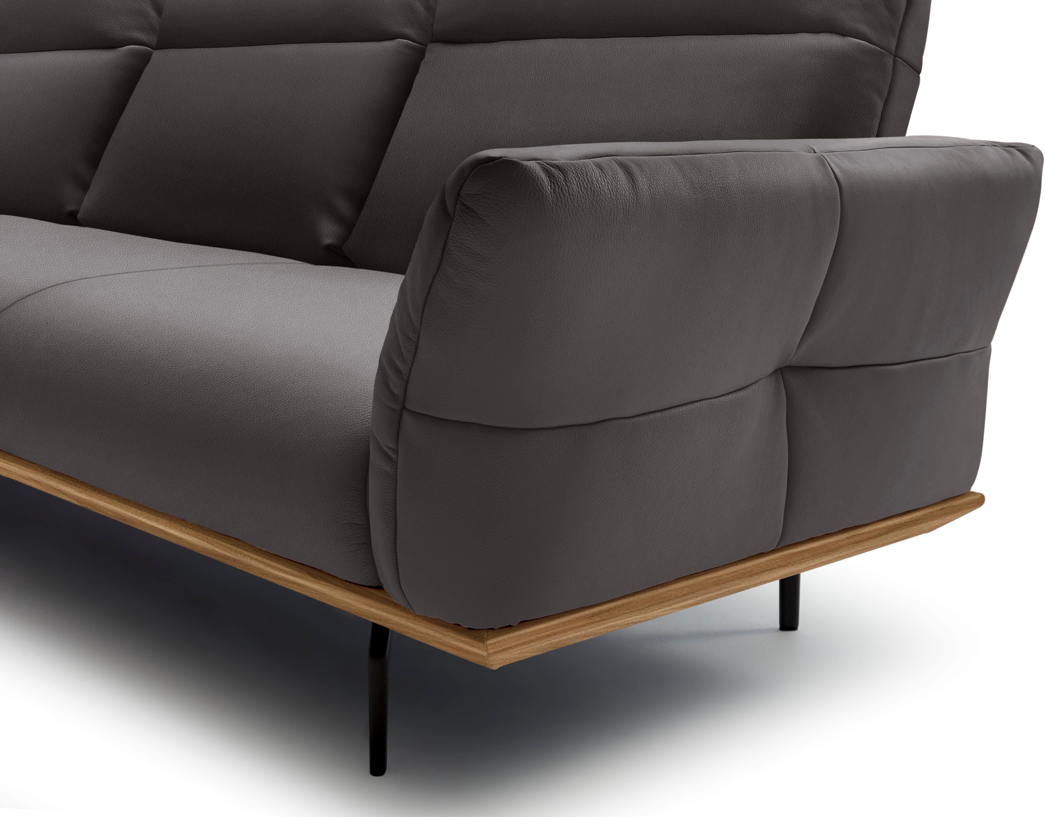Umbragrau, sofa Breite 338 in Nussbaum, hs.460, cm hülsta Sockel Ecksofa Winkelfüße in