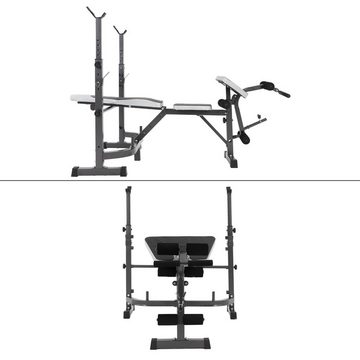 ECD Germany Hantelbank Trainingsbank Kraftstation Schrägbank Fitnessbank Flachbank, Multifunktional mit Ablage Butterfly Beincurler Curlpult Sit-Ups 255kg