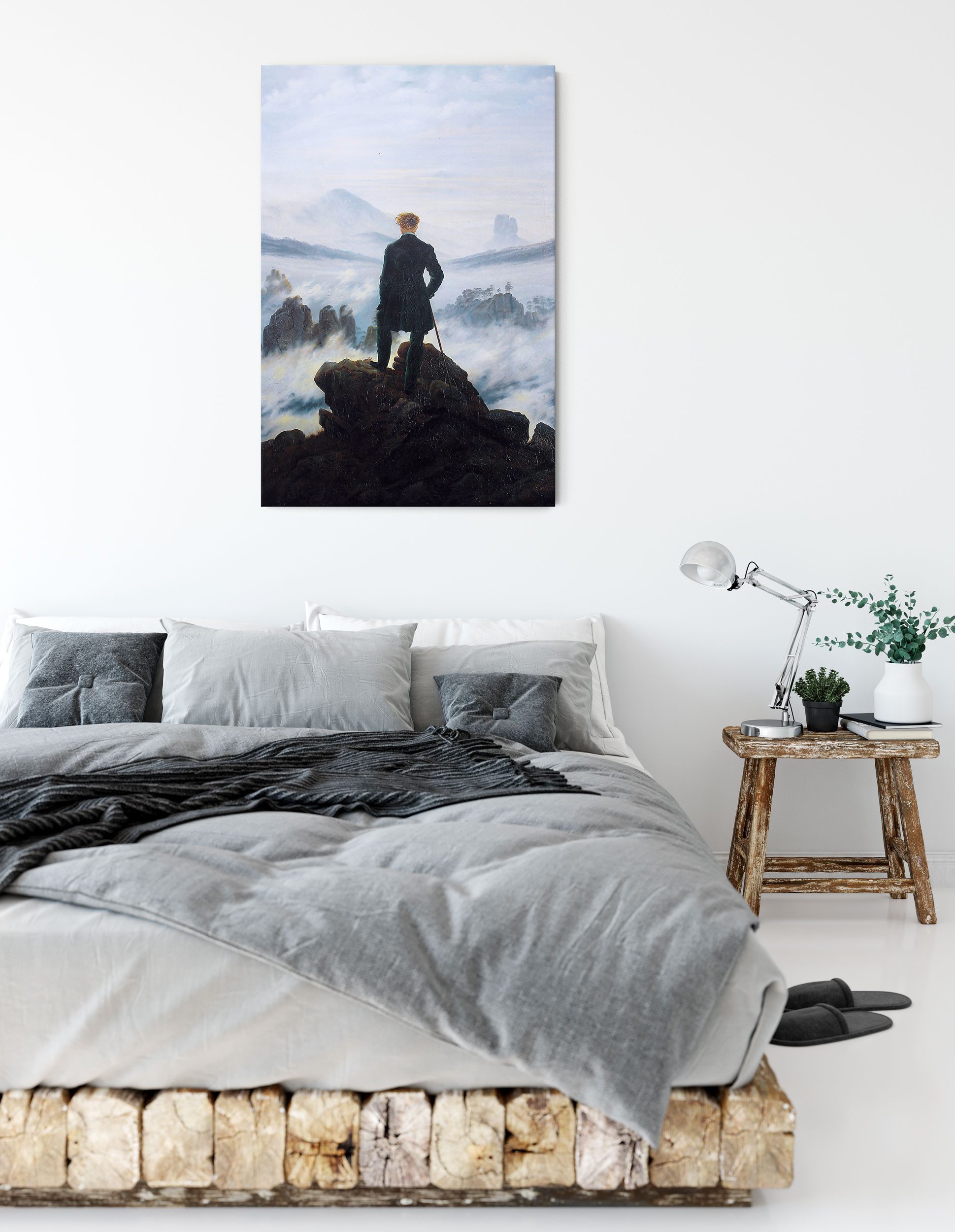 Pixxprint Leinwandbild Caspar David Friedrich - Wanderer über dem Nebelmeer, Caspar David Friedrich - Wanderer über dem Nebelmeer (1 St), Leinwandbild fertig be – Bild 3 von 5