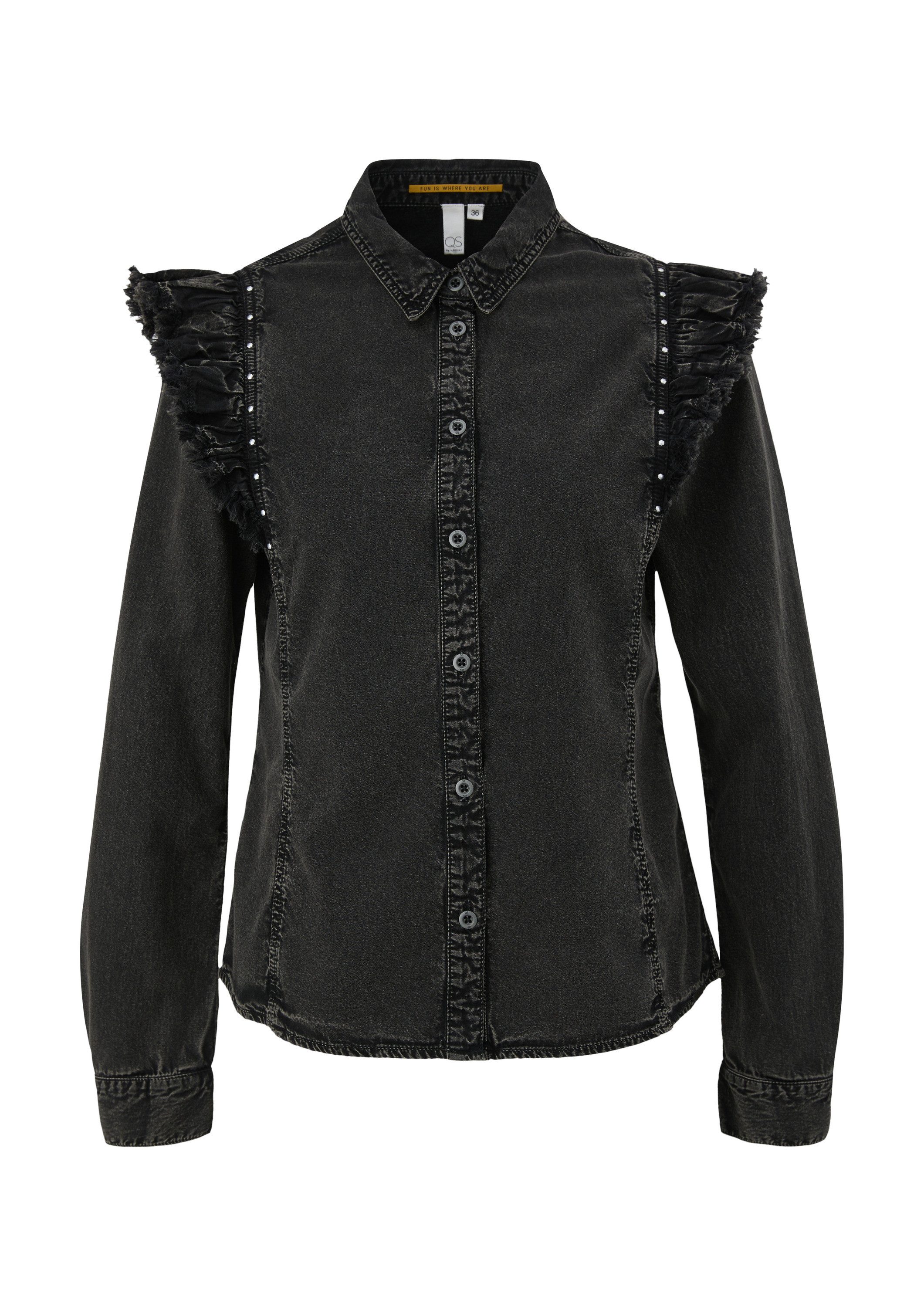 QS Langarmbluse Bluse Bluse mit Rüschendetails