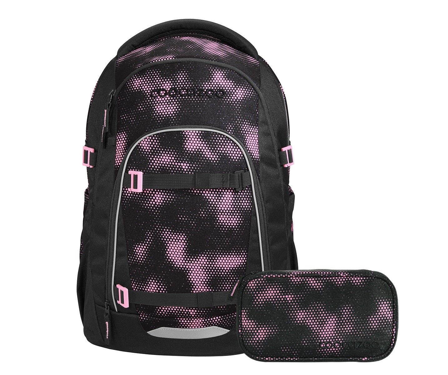 coocazoo Schulranzen Schulrucksack-Set MATE Pink Illusion 2-teilig (2-teilig), ergonomisch, Körpergröße: 135 - 180 cm, Easy-Grow-System