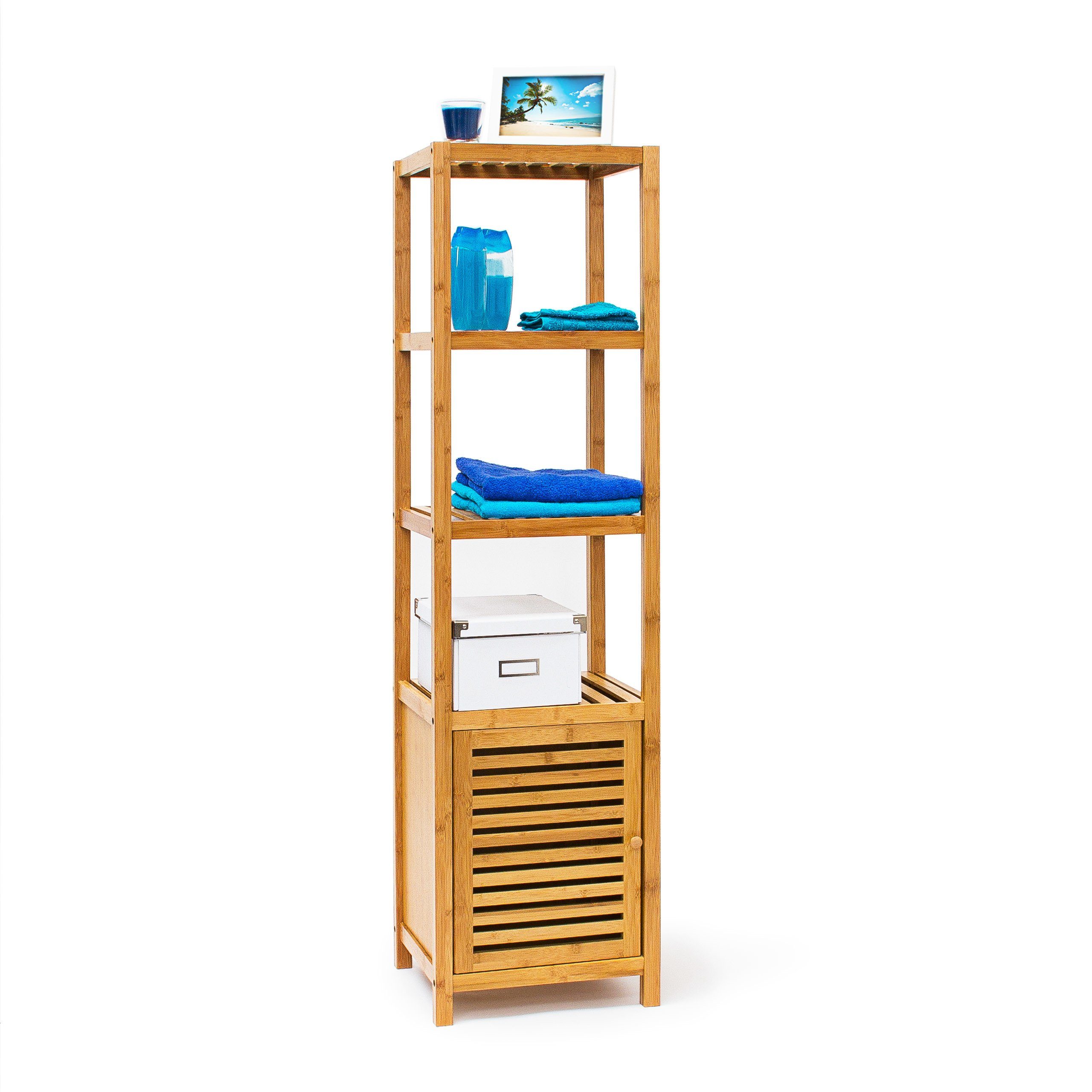 relaxdays Badregal Bambus mit Tür, 5