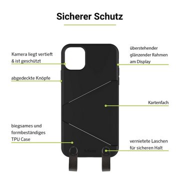 Artwizz Case zum Umhängen Artwizz HangOn Case - Schutzhülle mit Kartenfach zum Umhängen als Handykette für iPhone 11, Schwarz