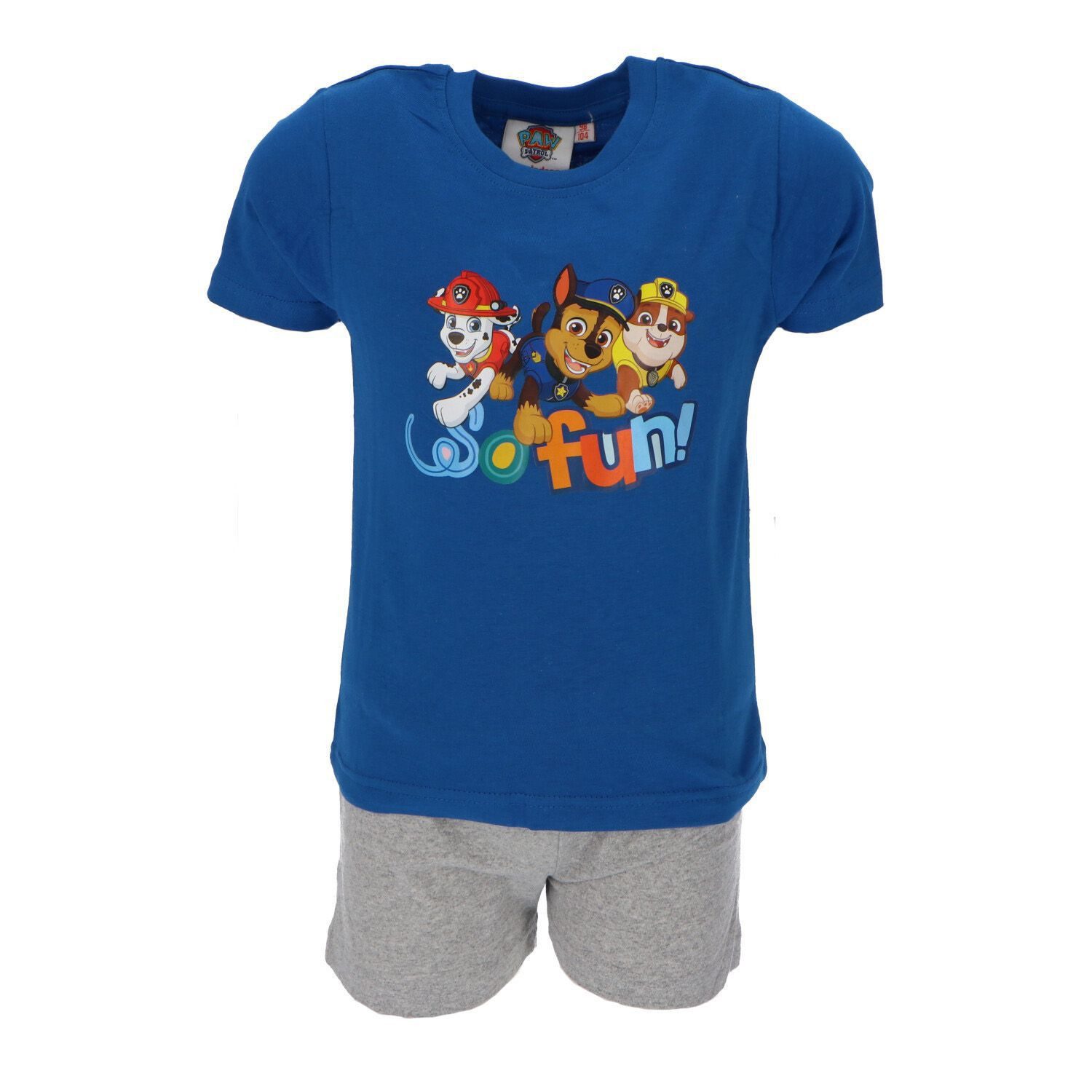 Kinderanzug Paw Patrol Shortama kurzer Nachtanzug aus Baumwolle Pyjama Schlafanzug