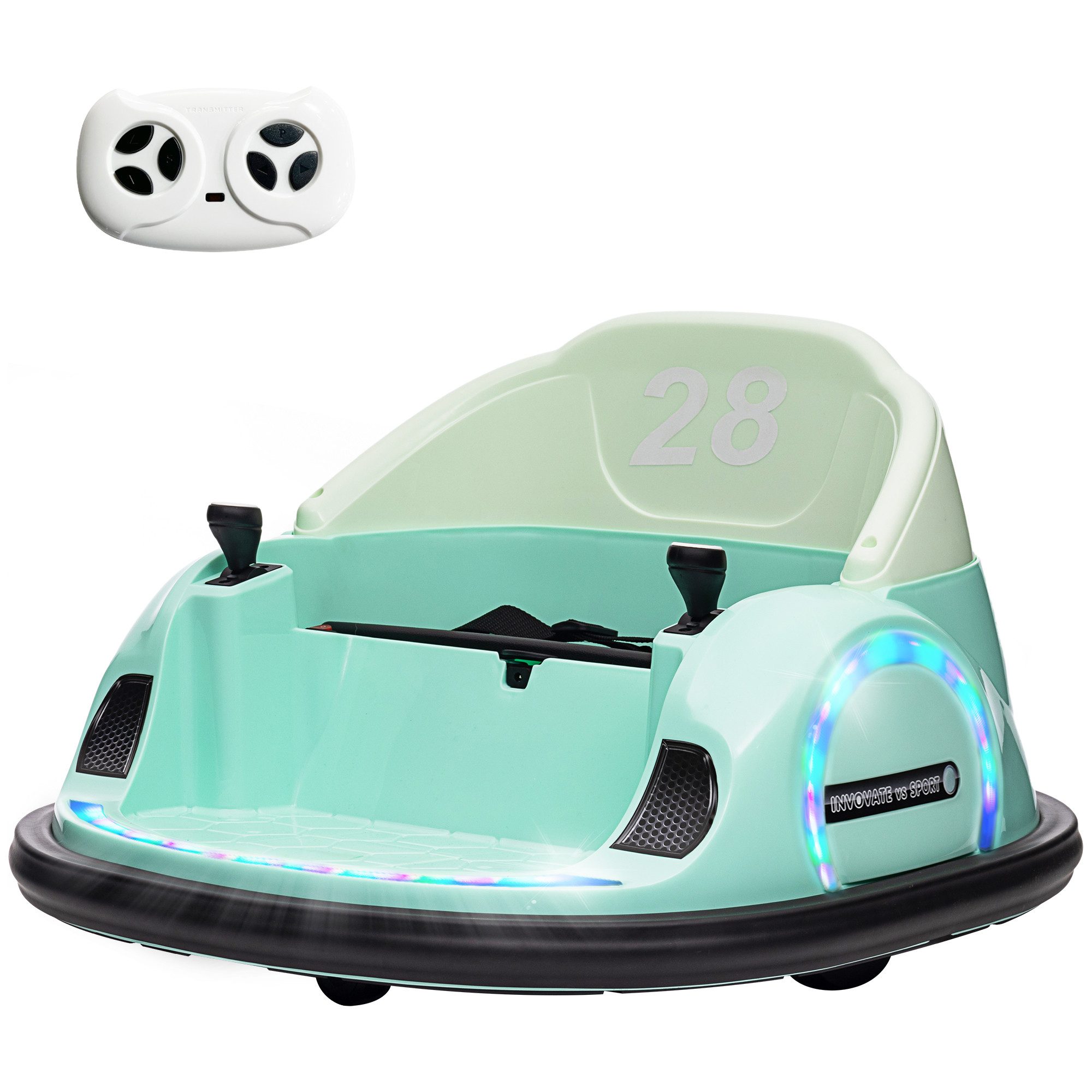 Novzep Go-Kart Autoscooter für Kinder, 360° drehbar, mit LED, Musik & Sicherheitsgurt