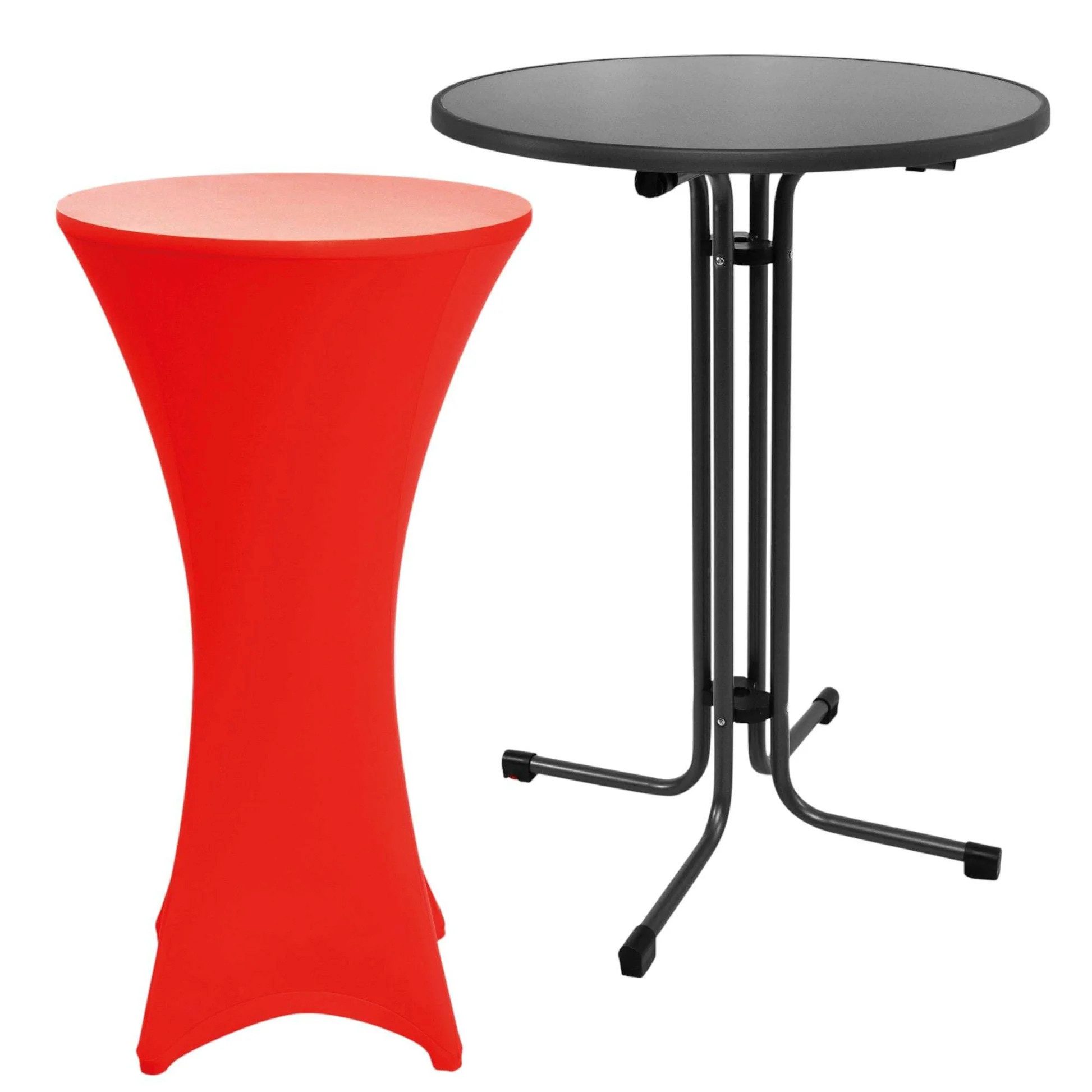 Beautissu Stehtisch Outdoor Stehtisch Sylt, klappbar, Ø80cm, Rot, mit Husse, Platzsparender Bistrotisch in Gastro-Qualität