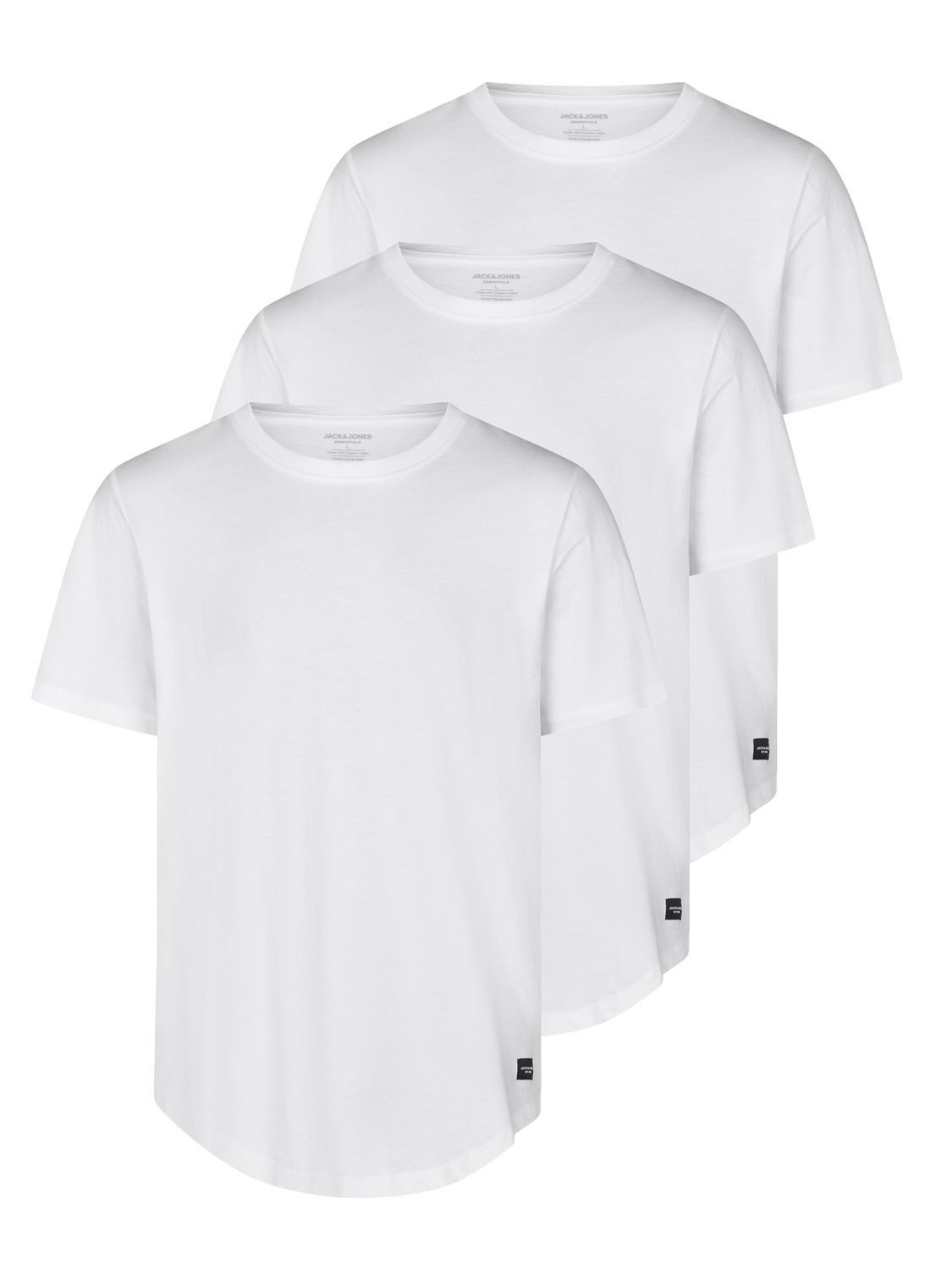 Jack & Jones T-Shirt Herren Basicshirt JJENOA 3er Pack Regular Fit (Vorteilspack, 3-tlg) Kurzarm Tee Shirt mit Rundhalsausschnitt aus 100% Baumwolle