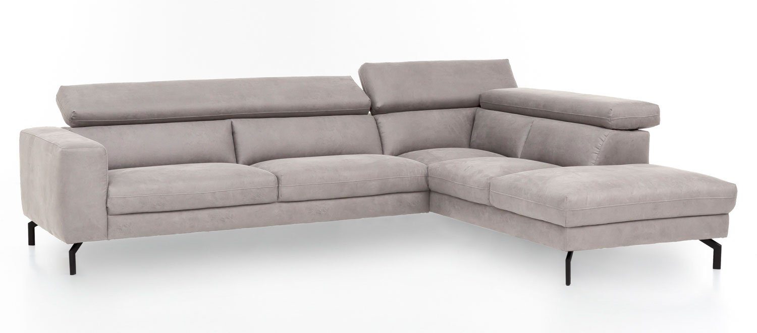 Feldmann-Wohnen Ecksofa Chenna, 284x233x76-96cm silber mane rechts