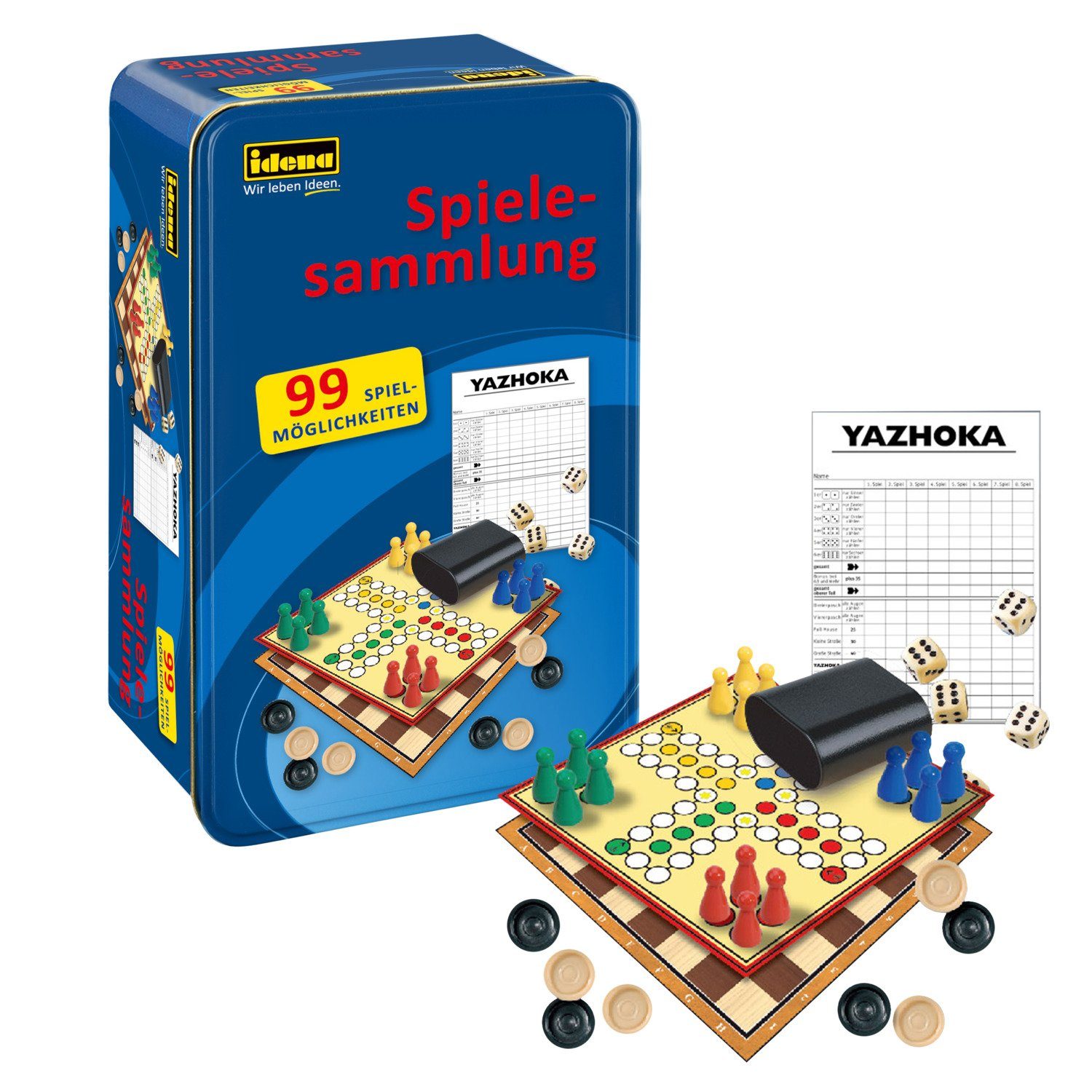 Spielesammlung Idena 40216 40216-Spielesammlung mit 99 Spielmöglichkeiten, in Tinbox