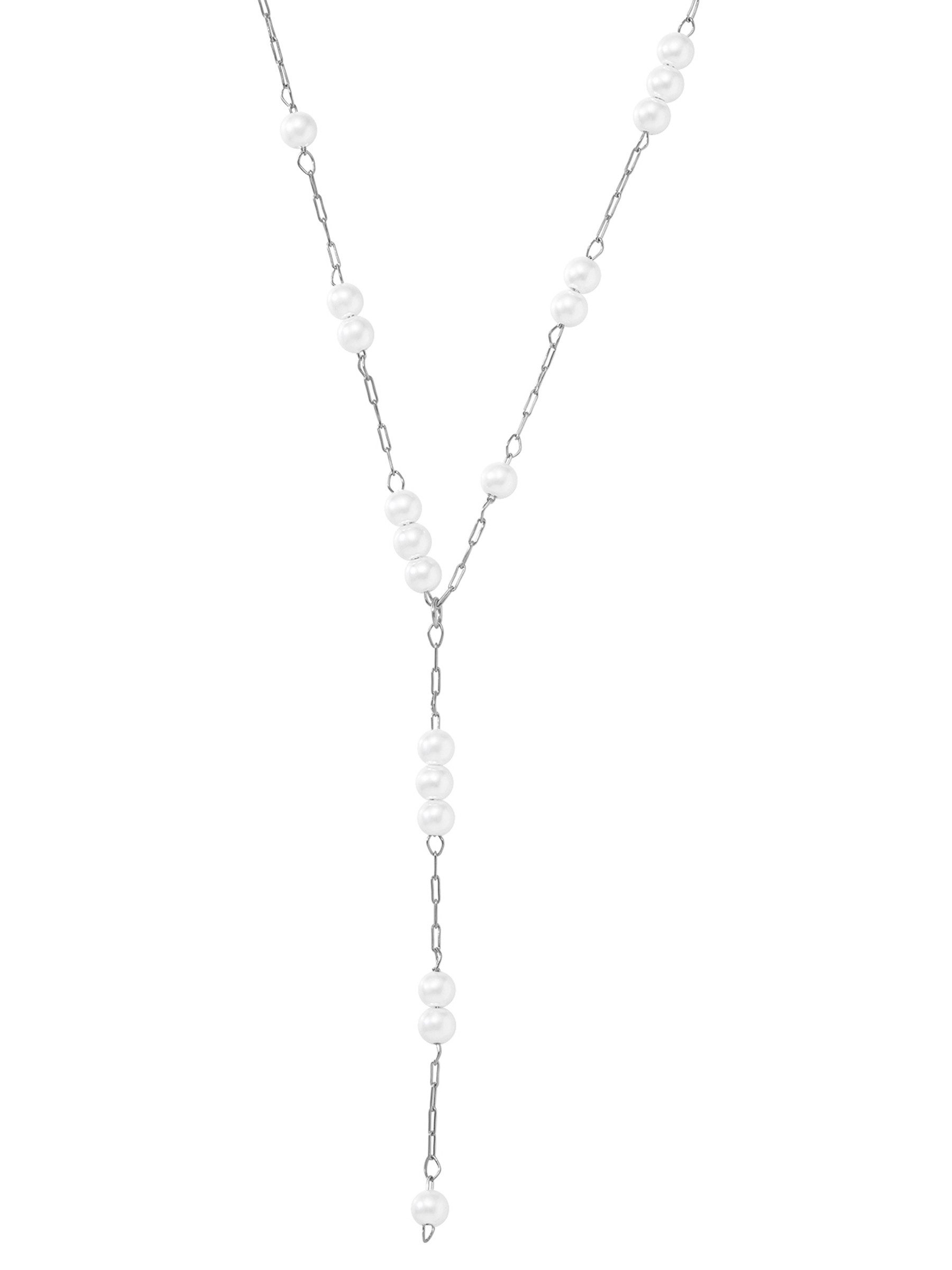 Y-Kette Perlenkette – Edelstahl Collier vergoldet mit Perlen-Clustern
