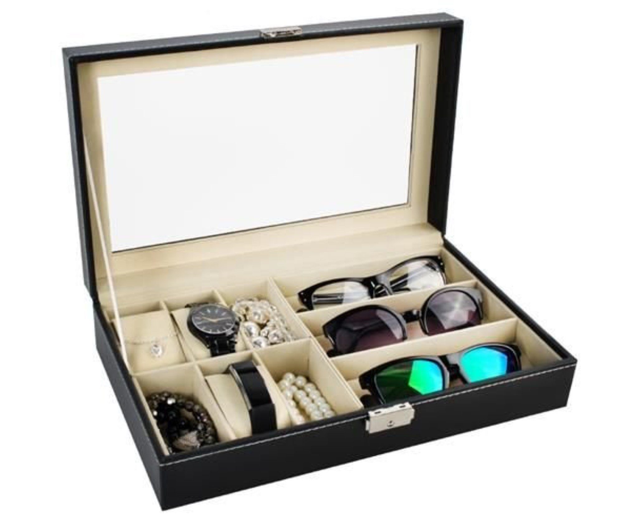 MALATEC Schmuckkasten Schwarzer Uhren-Brillen-Organizer Box: Stilvolle günstig online kaufen