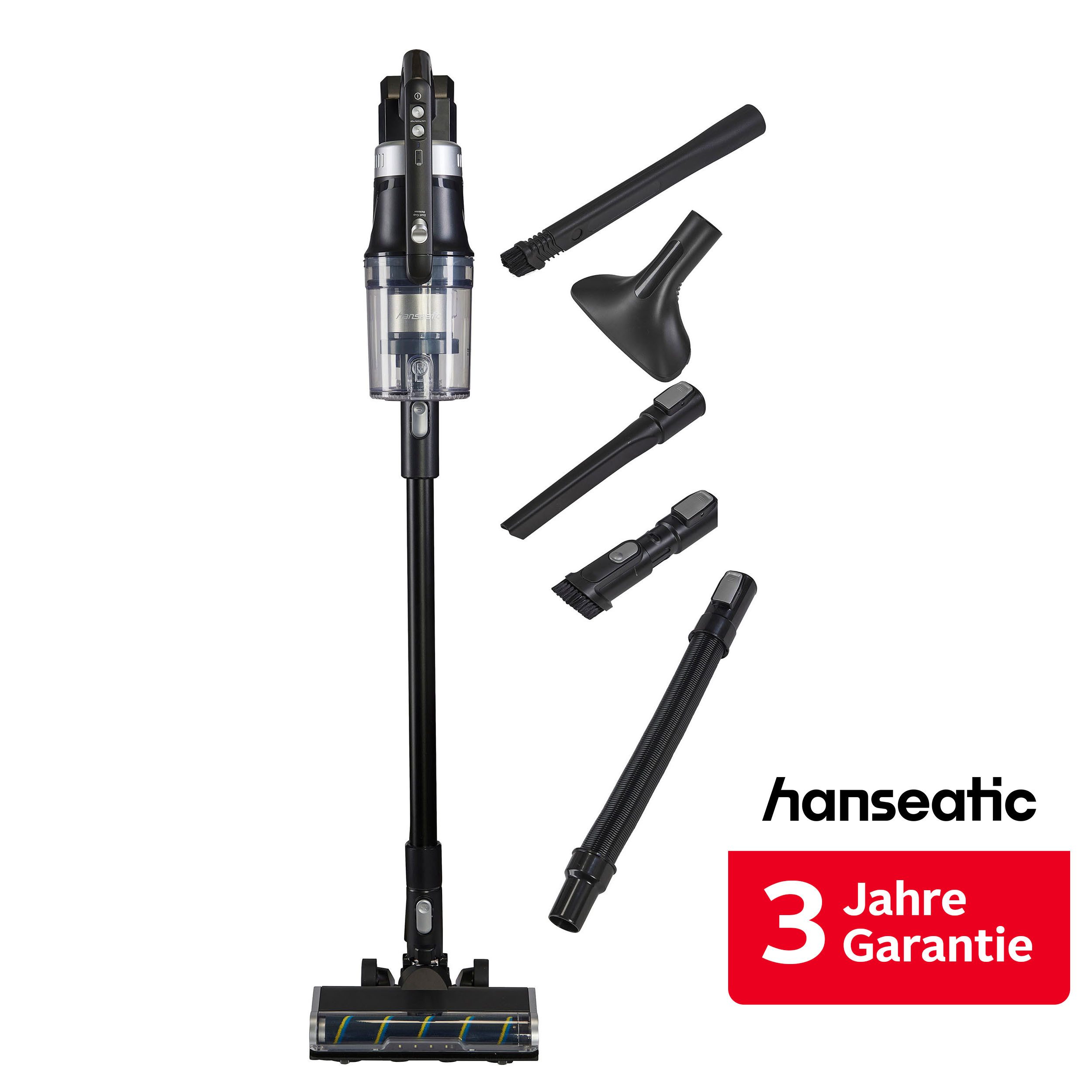 Hanseatic Akku-Hand-und Stielstaubsauger HVS450BMC Akku Staubsauger, LED Beleuchtung, HEPA H12 Filter, 450 W, beutellos, inkl. 3 Jahre Herstellergarantie