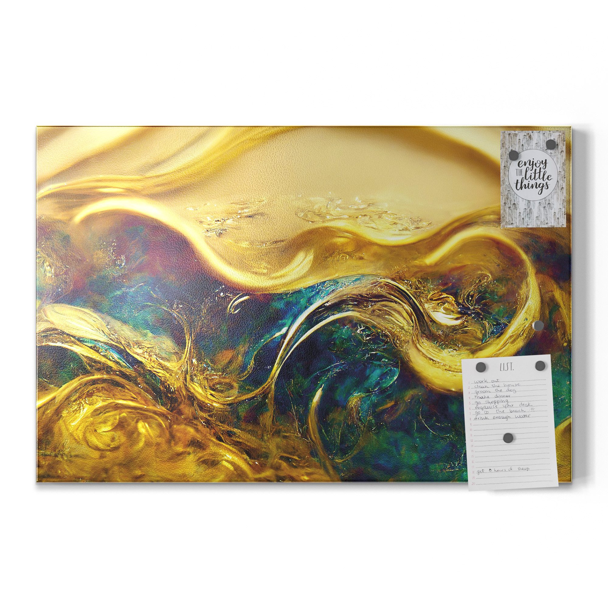 DEQORI Magnettafel 'Goldener Wirbeltraum', Metall Whiteboard für alle Magnete, Magnetboard magnetisch