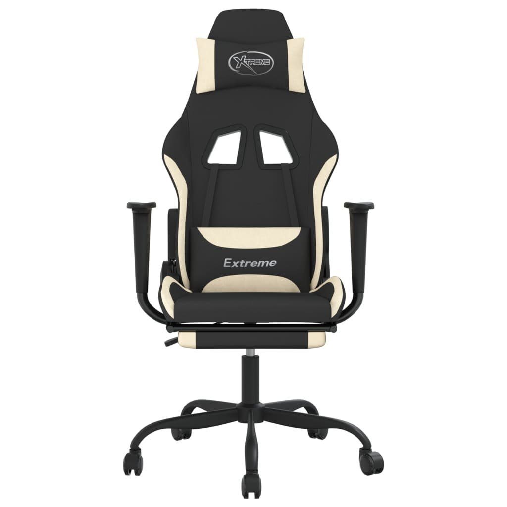 vidaXL Bürostuhl Gaming-Stuhl mit Fußstütze Drehbar Schwarz und Creme Stoff Gamingstuhl